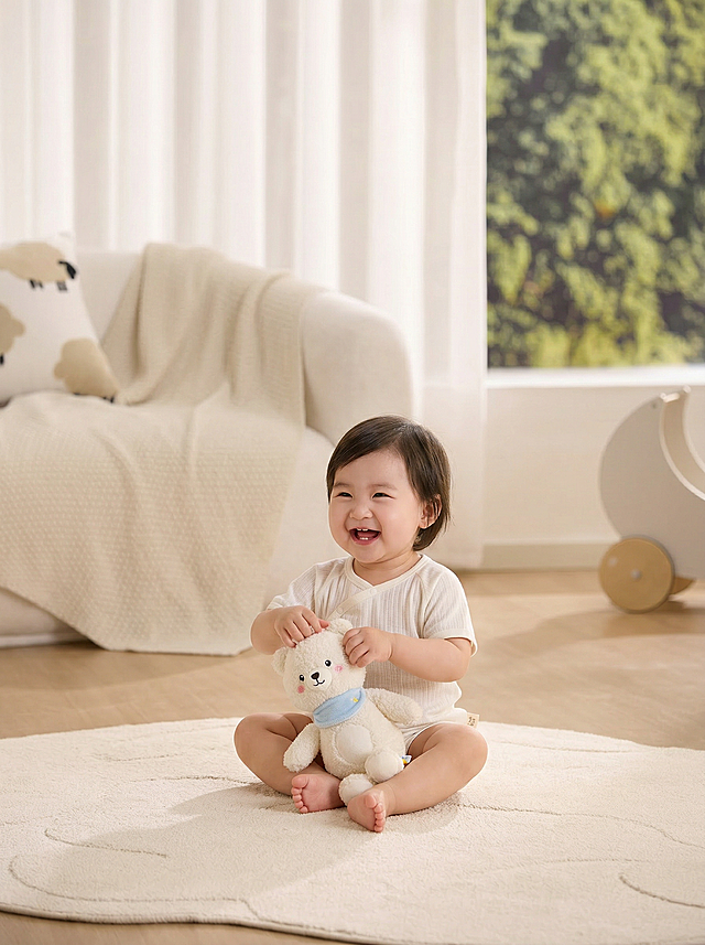 温馨自然的居家场景，轻拟物风设计融合柔软面料质感，童趣与舒适并存，传递春日暖意。