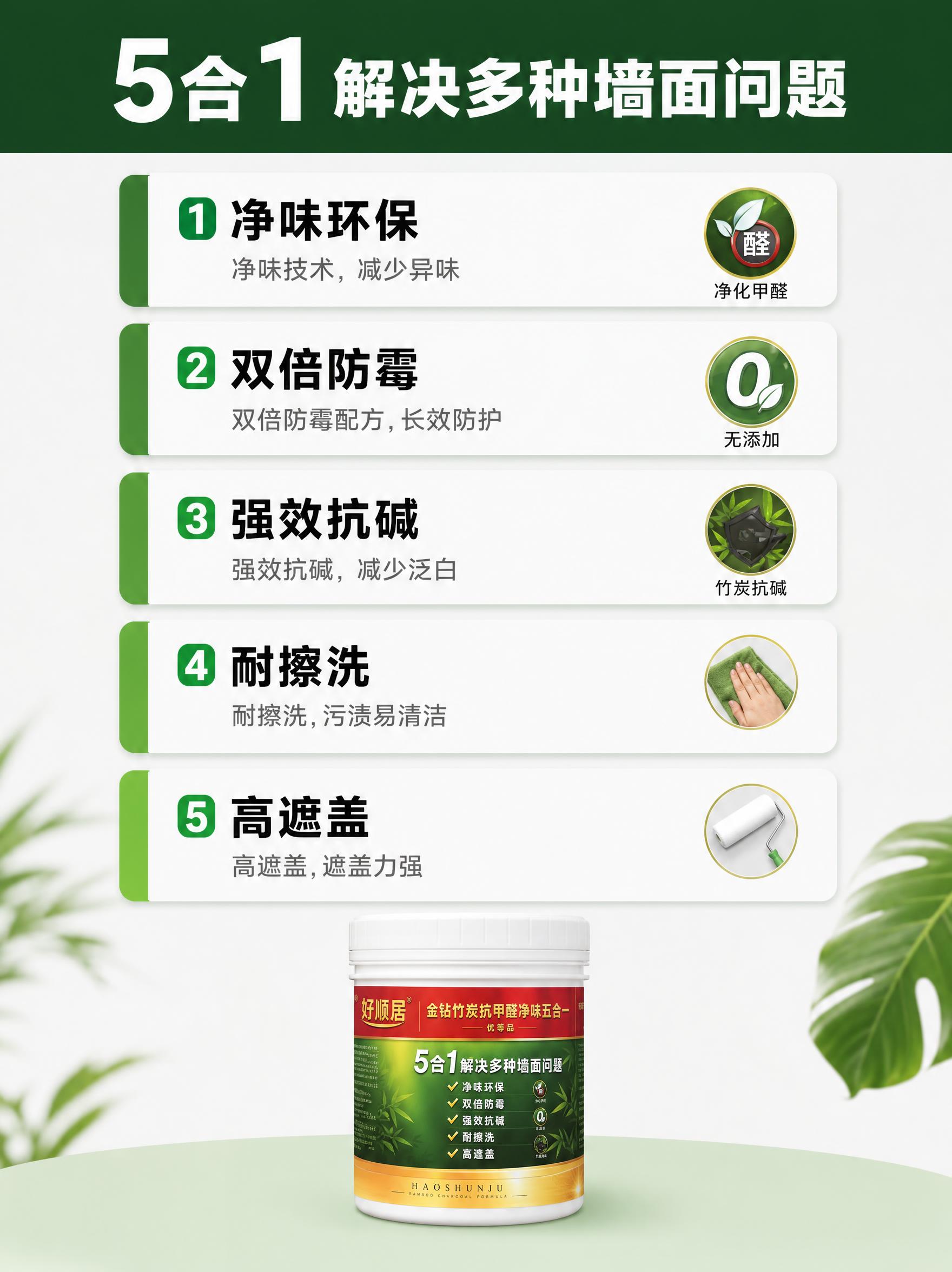 图生图：以参考图的好顺居乳胶漆桶为产品主体，包装外观与文字不变… - 图片创意预览