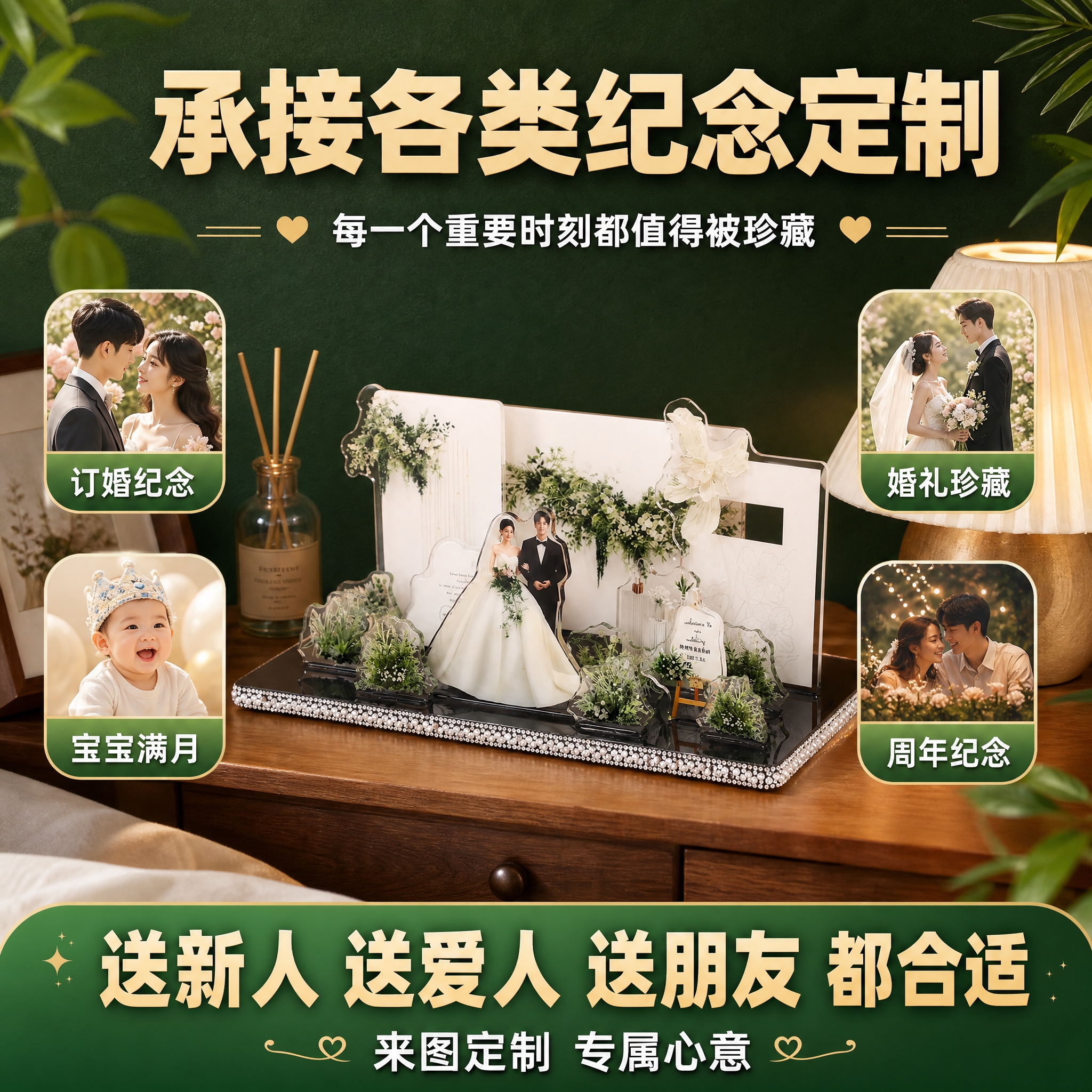 [主图-4] 主题：适用场景与送礼推荐 承接各类纪念定制。唯一… - 图片创意预览