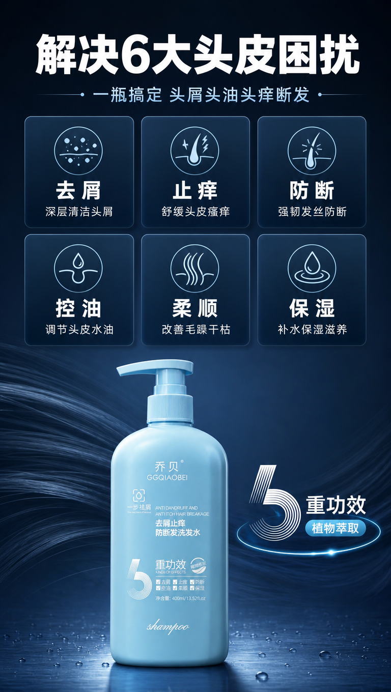 [商品] 使用【图1】乔贝GGQIAOBEI去屑止痒防断发洗发… - 图片创意预览