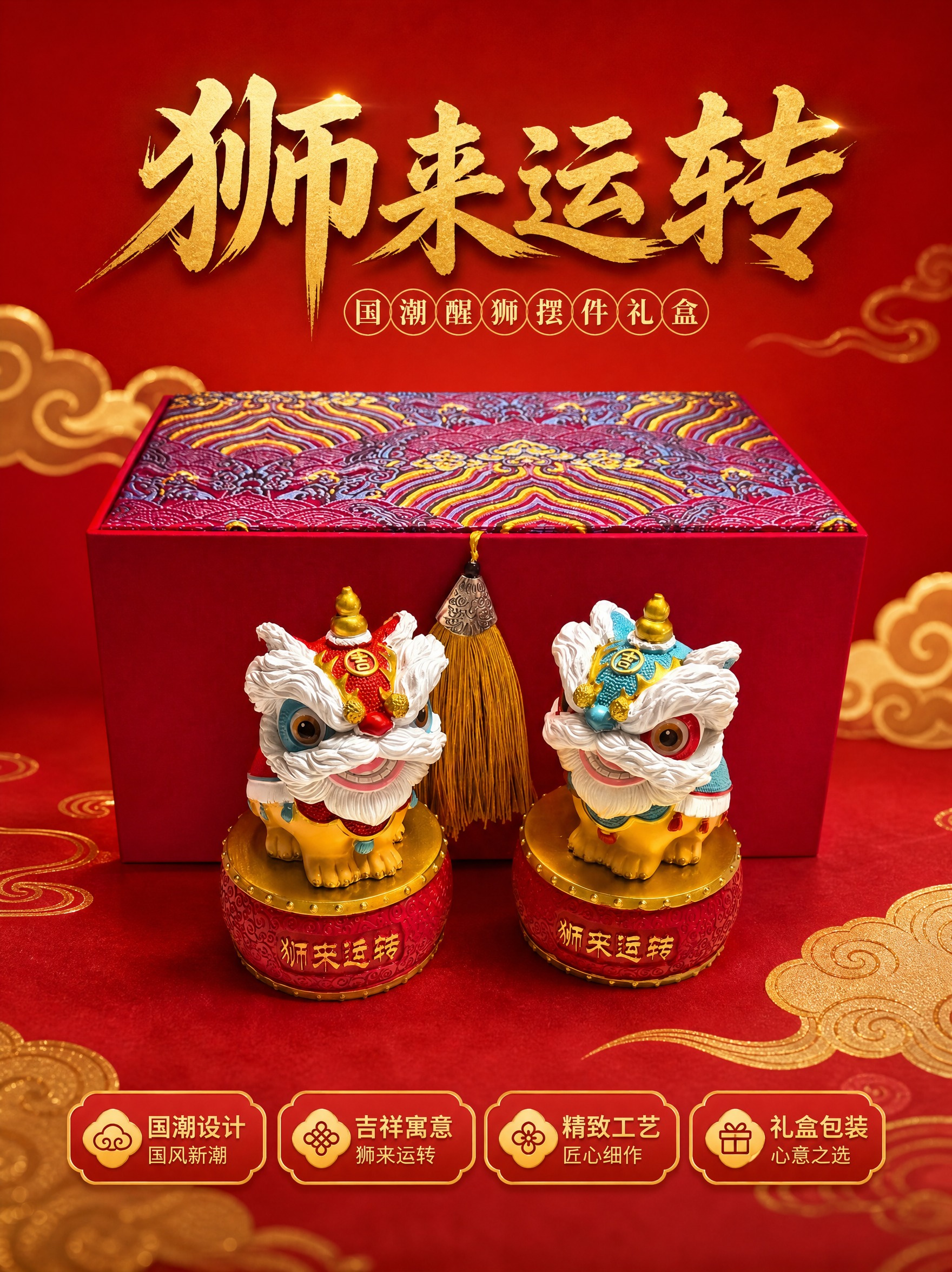 详情页礼盒展示图。画面主体严格参考实物图的摆放方式：一个闭合的… - 图片创意预览