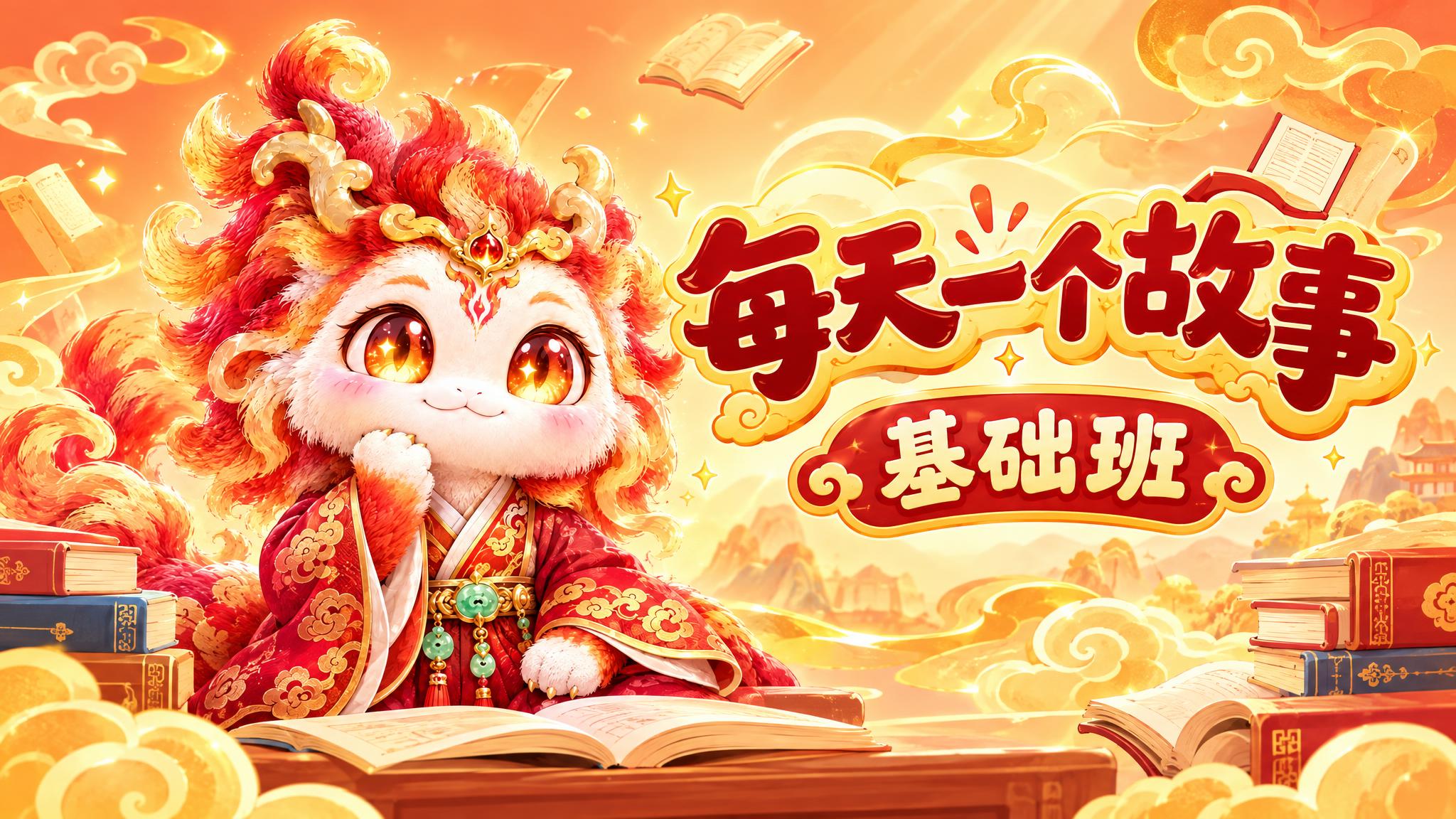 横版教育宣传图，尺寸540x292，左侧放置参考图中的红金色麒… - 图片创意预览