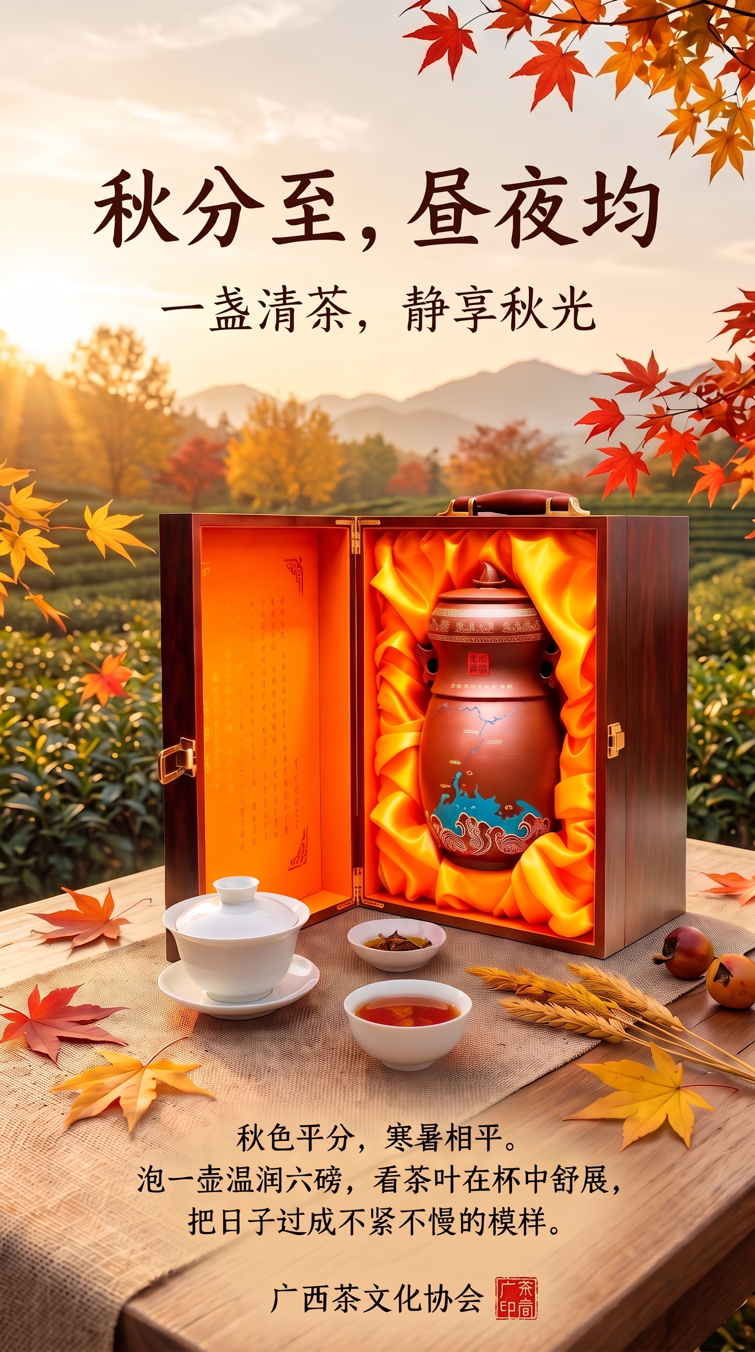将画面中前方的茶杯（含杯中茶汤）尺寸再缩小约百分之十，位置与造… - 图片创意预览