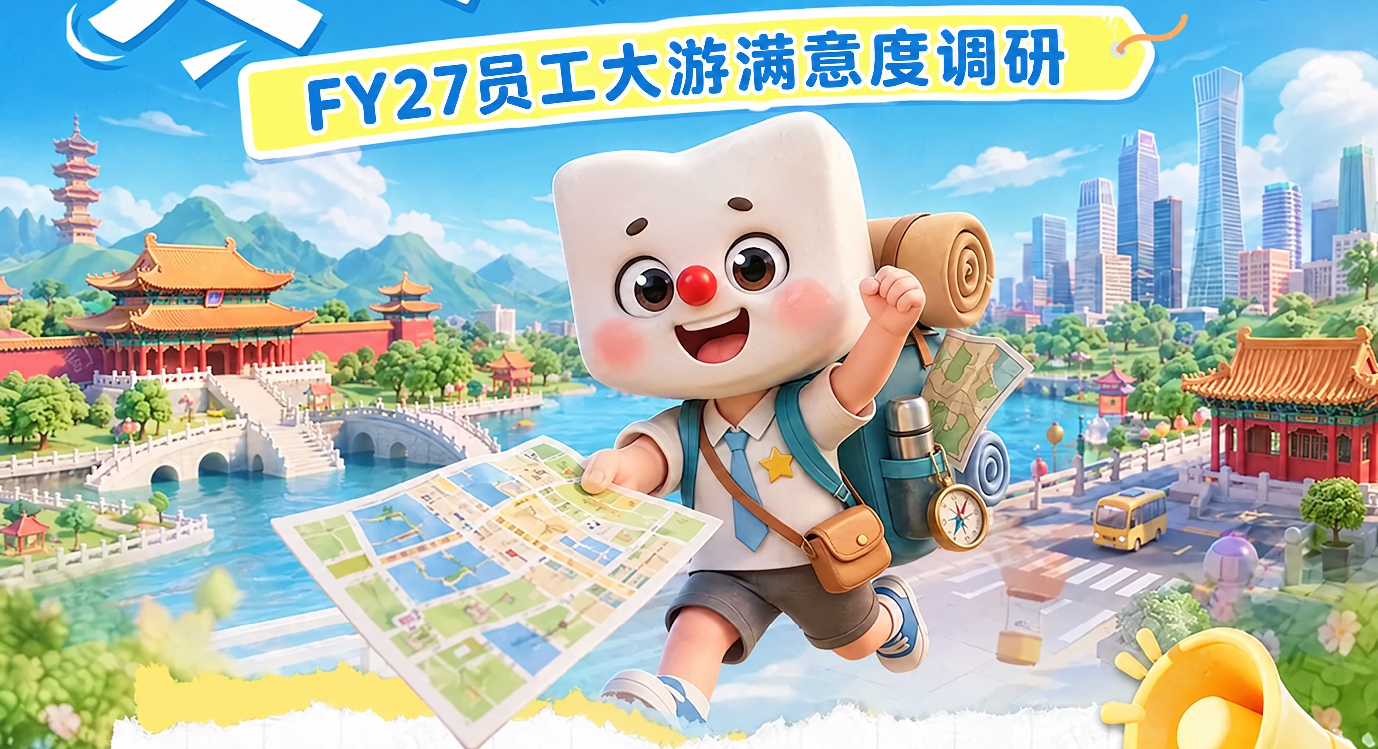 将图片顶部黄色横幅中的文字“解锁年度旅行福利，宣讲会干货全放送… - 图片创意预览