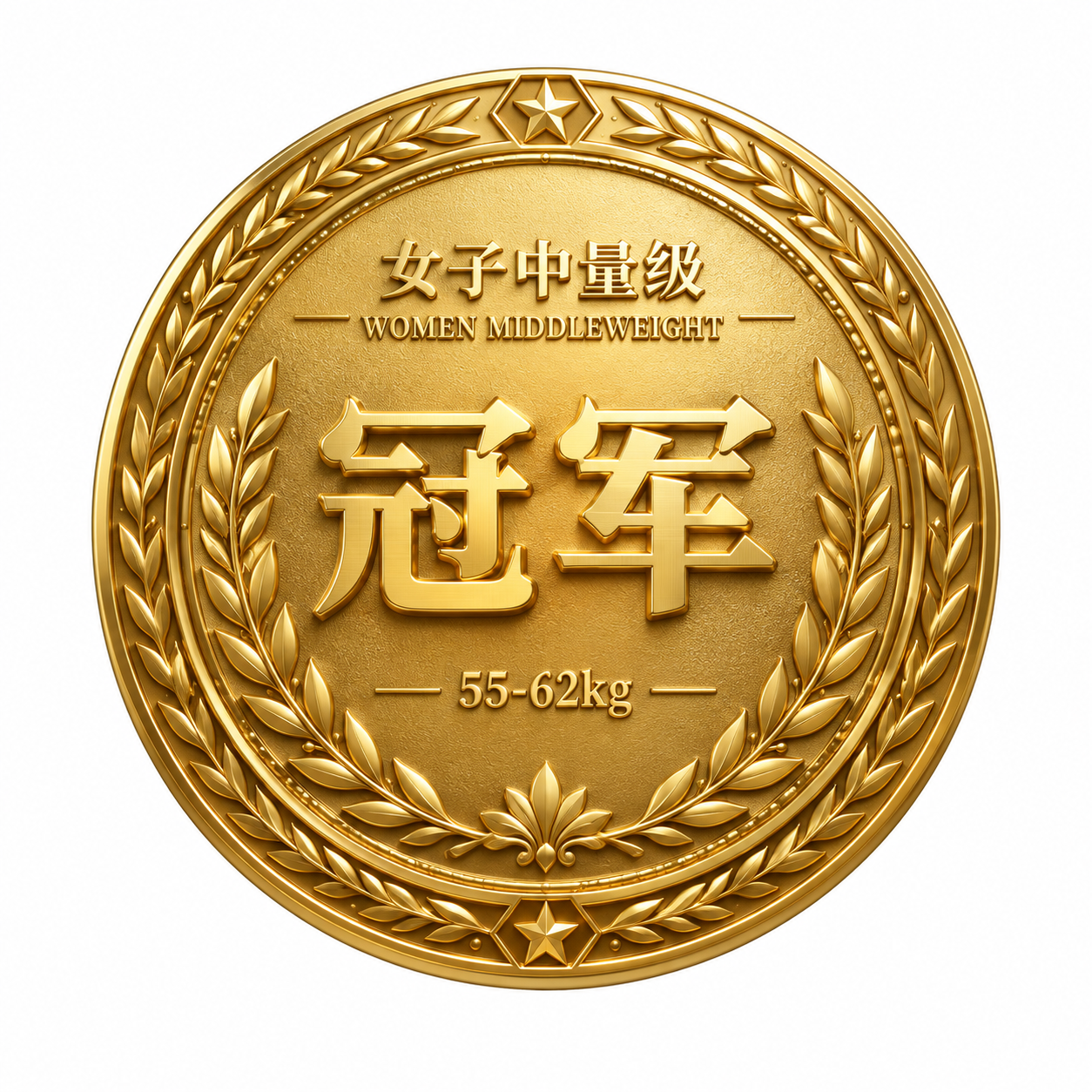 一枚7cm直径的圆形体育赛事奖牌背面设计，金色金属质感，立体浮… - 图片创意预览