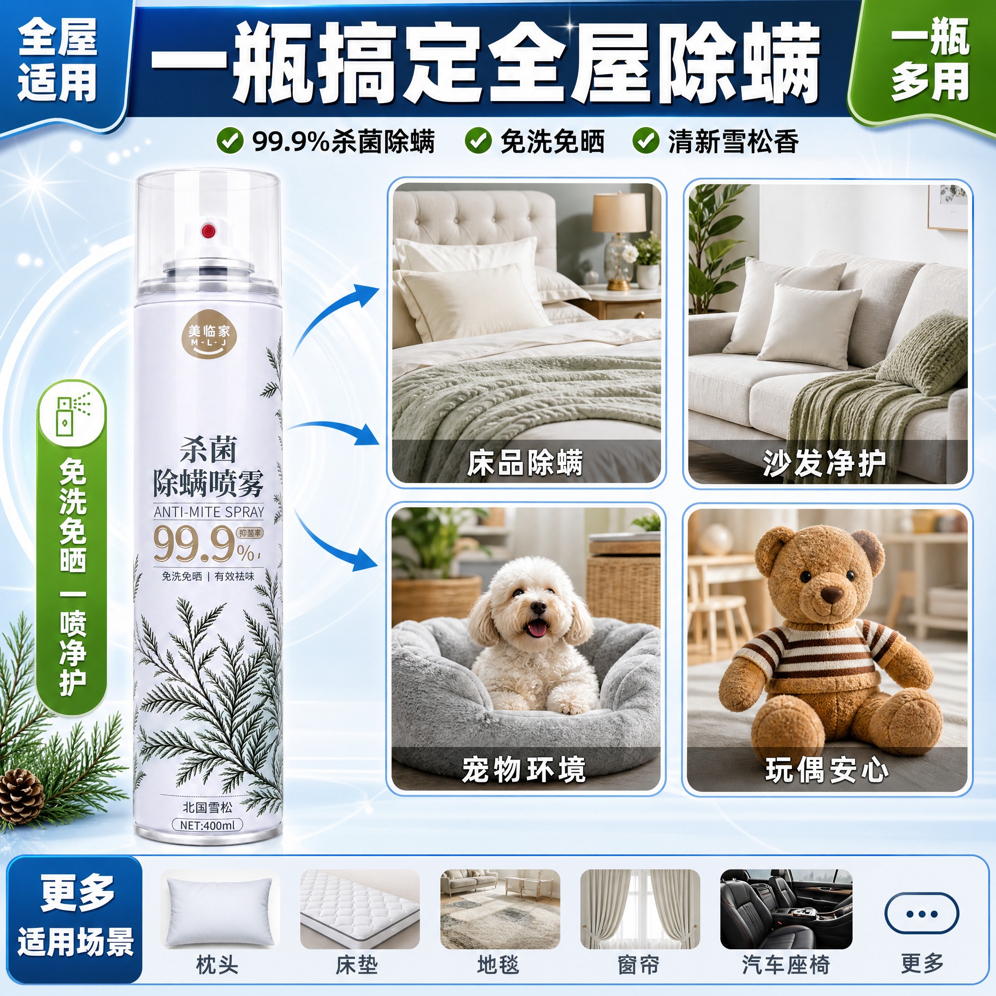 [主图-7] 美临家杀菌除螨喷雾（北国雪松款） 多场景清单型·… - 图片创意预览