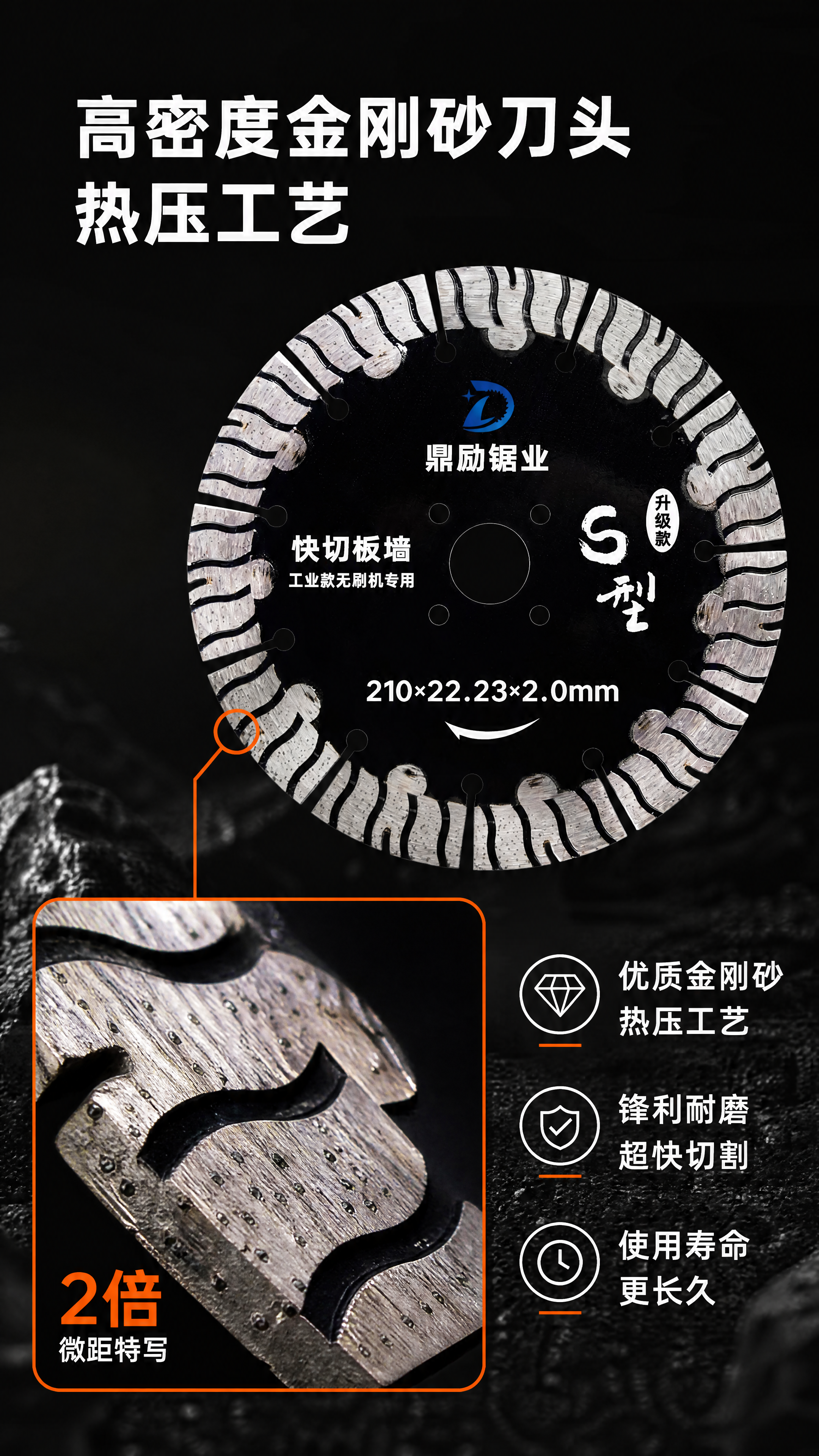 「图片1」，生成一套详情页，商品名称为新型S齿锯片，适配淘宝/… - 图片创意预览