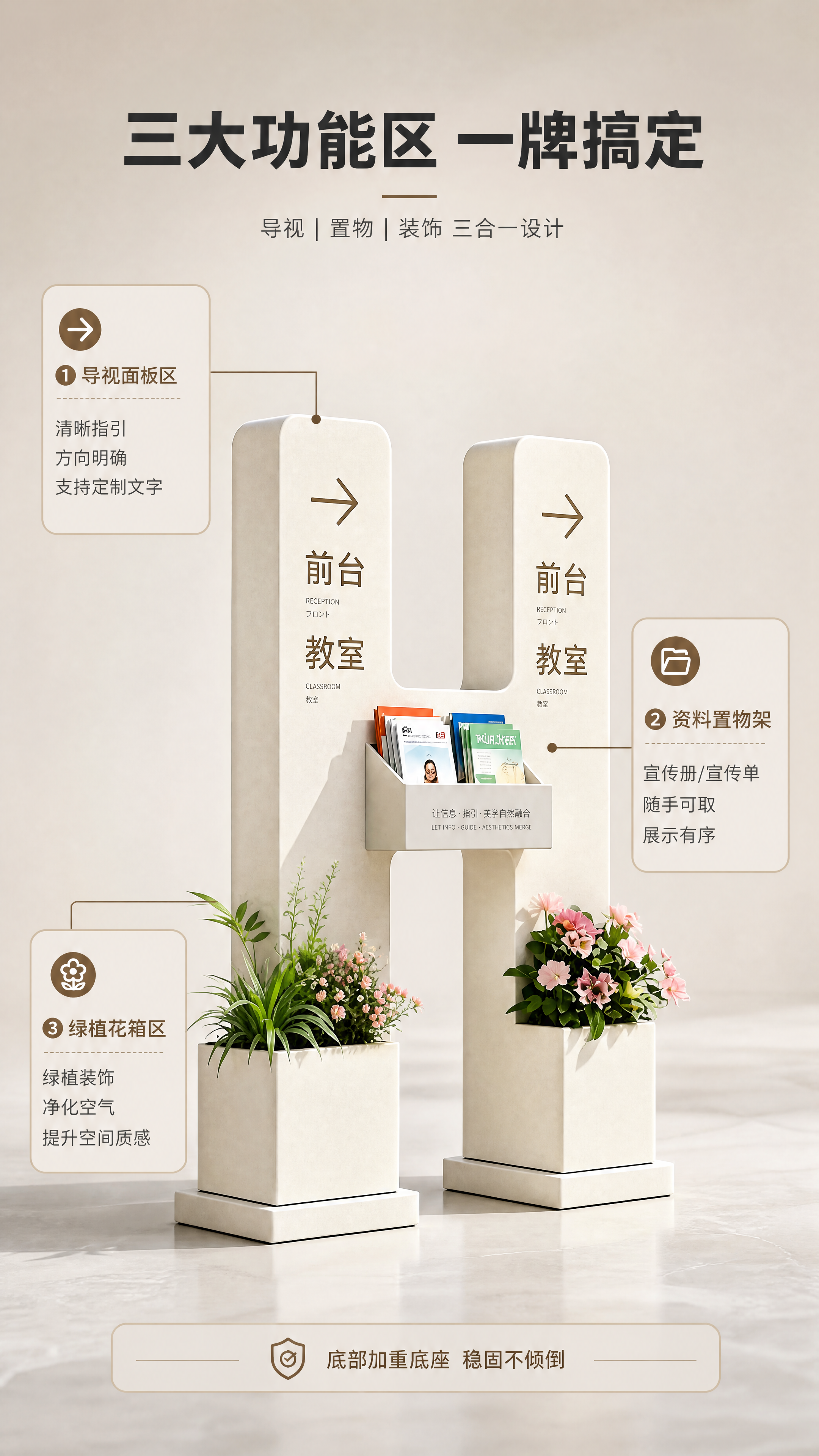 [商品] 使用【图1】多功能立式导视牌花箱（带资料架）；保留产… - 图片创意预览