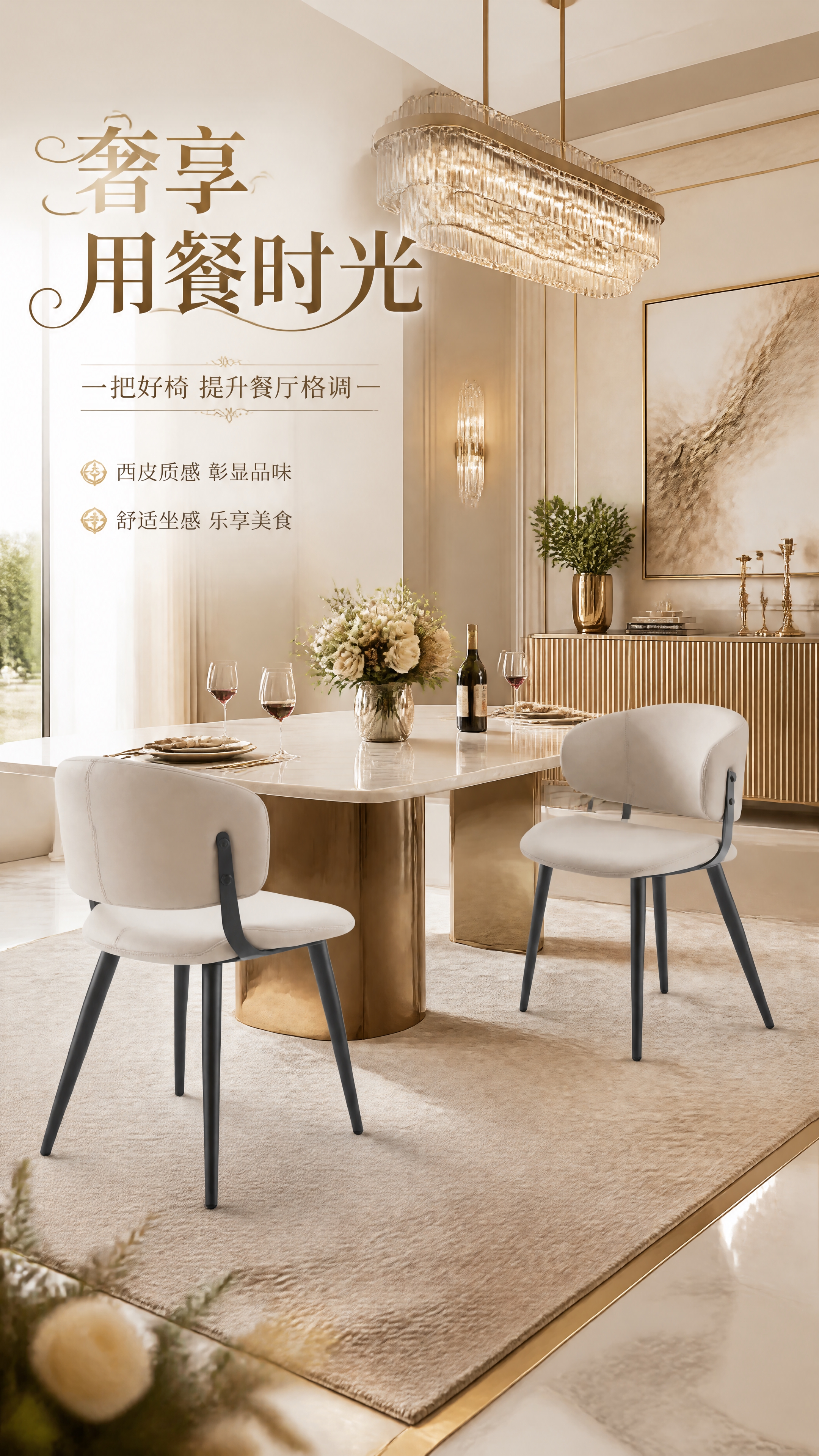 [商品] 使用【图1】米白色西皮餐椅；保留整体结构、比例、弧形… - 图片创意预览