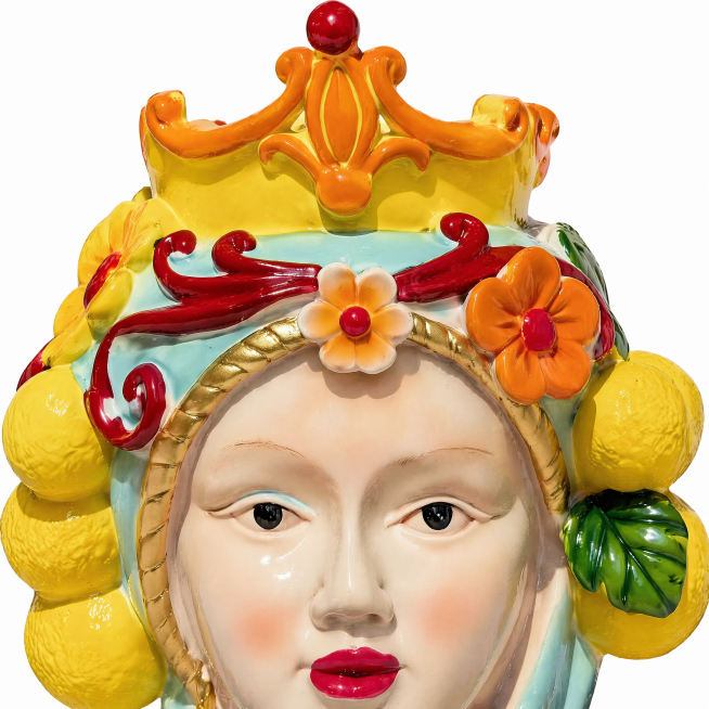 [Main Image 2] Close-up detail display of Sicilian Head Resin Planter.
[Atmosphere Style] Exquisite预览效果