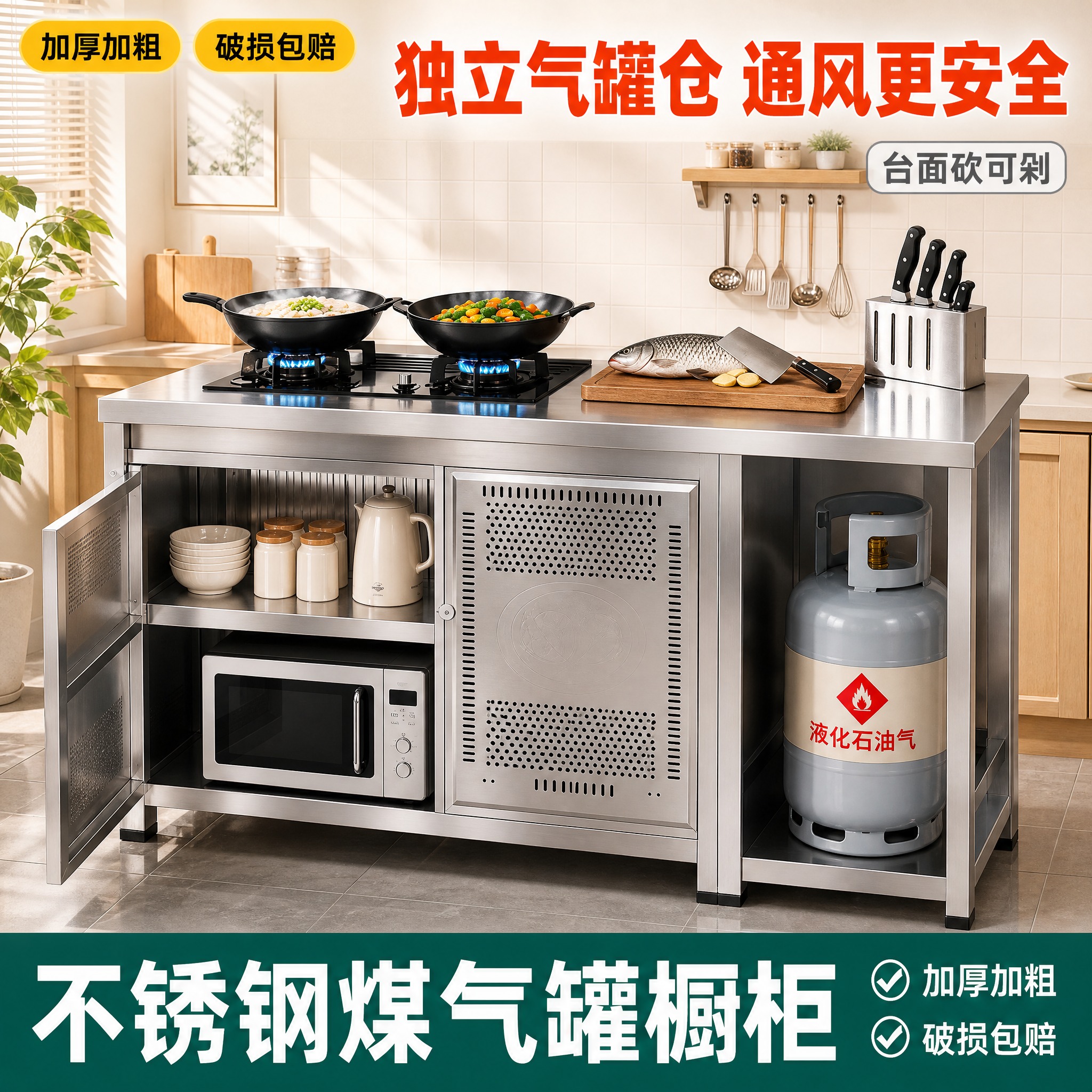 [主图-1] 不锈钢煤气罐橱柜 首图点击率 真实家用厨房场景… - 图片创意预览