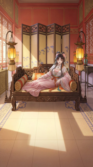 比例9：16，背景替换为该图，人物躺在背景图的椅子上预览效果