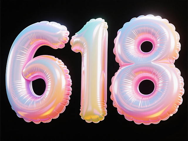 “618”的充气大字，促销感，白色背景