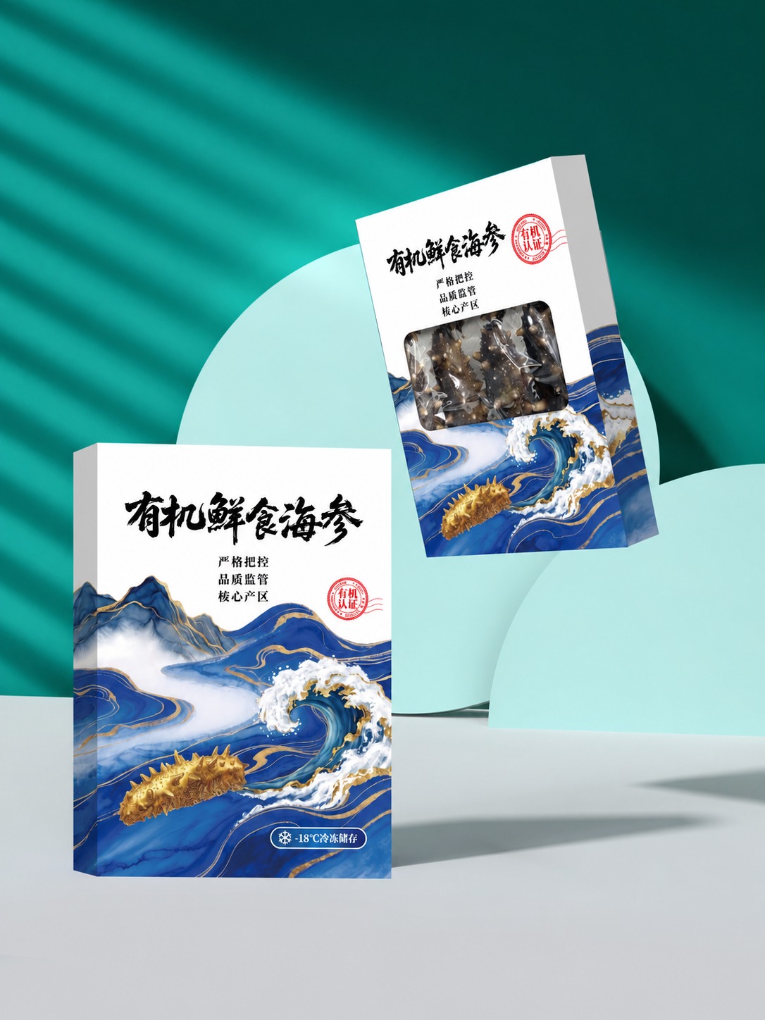 将正面礼盒上的"极速锁鲜 渗泽 解冻即食"文字，更新为"严格把… - 图片创意预览