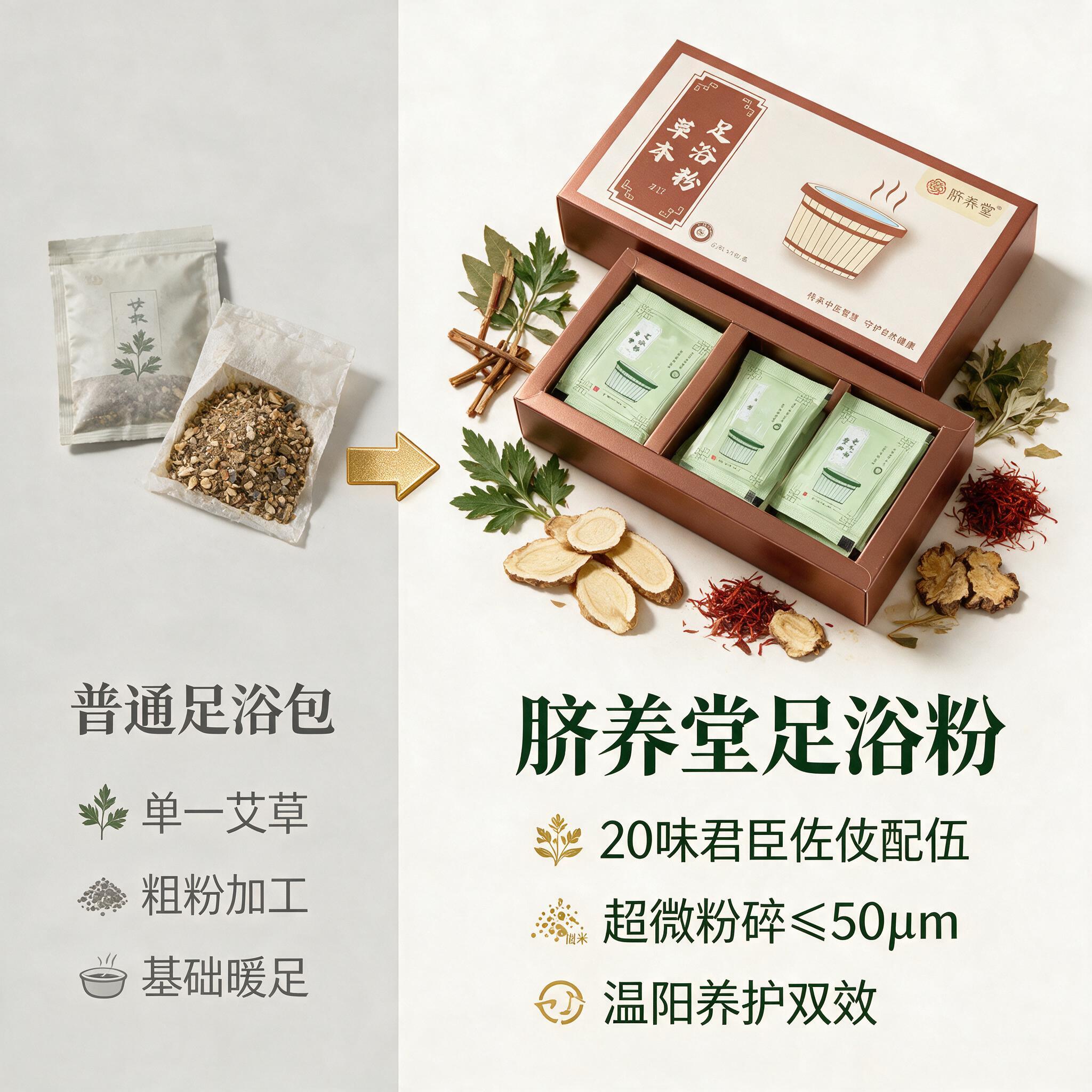 1:1正方形电商产品对比主图，主题专业中药足浴粉对比普通足浴包… - 图片创意预览