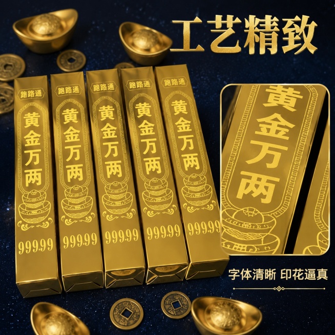 [主图-2] 核心产品细节展示
[氛围风格] 清晰真实品质感，传统中式风格
[画质] 商业摄影质感，产品清晰真实，细节锐利
[元素] 保持产品外观与原图完全一致，主体金条占据画面65%，用局部放大框突预览效果