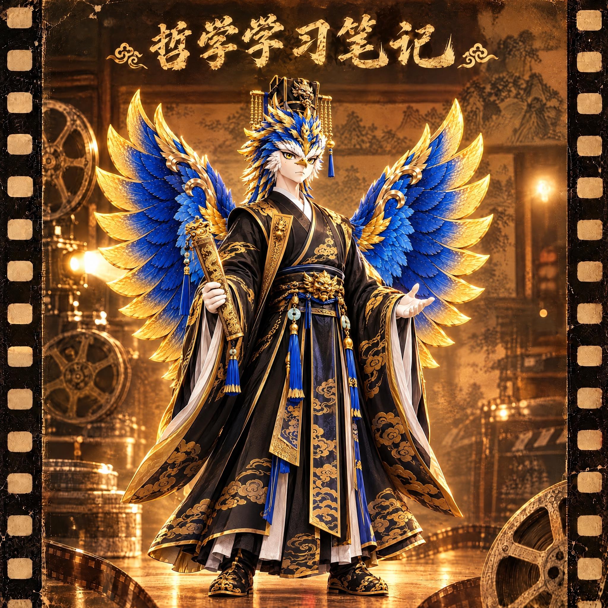 保留第一张图的电影胶片边框、复古放映机、暖光影院背景、顶部金色… - 图片创意预览