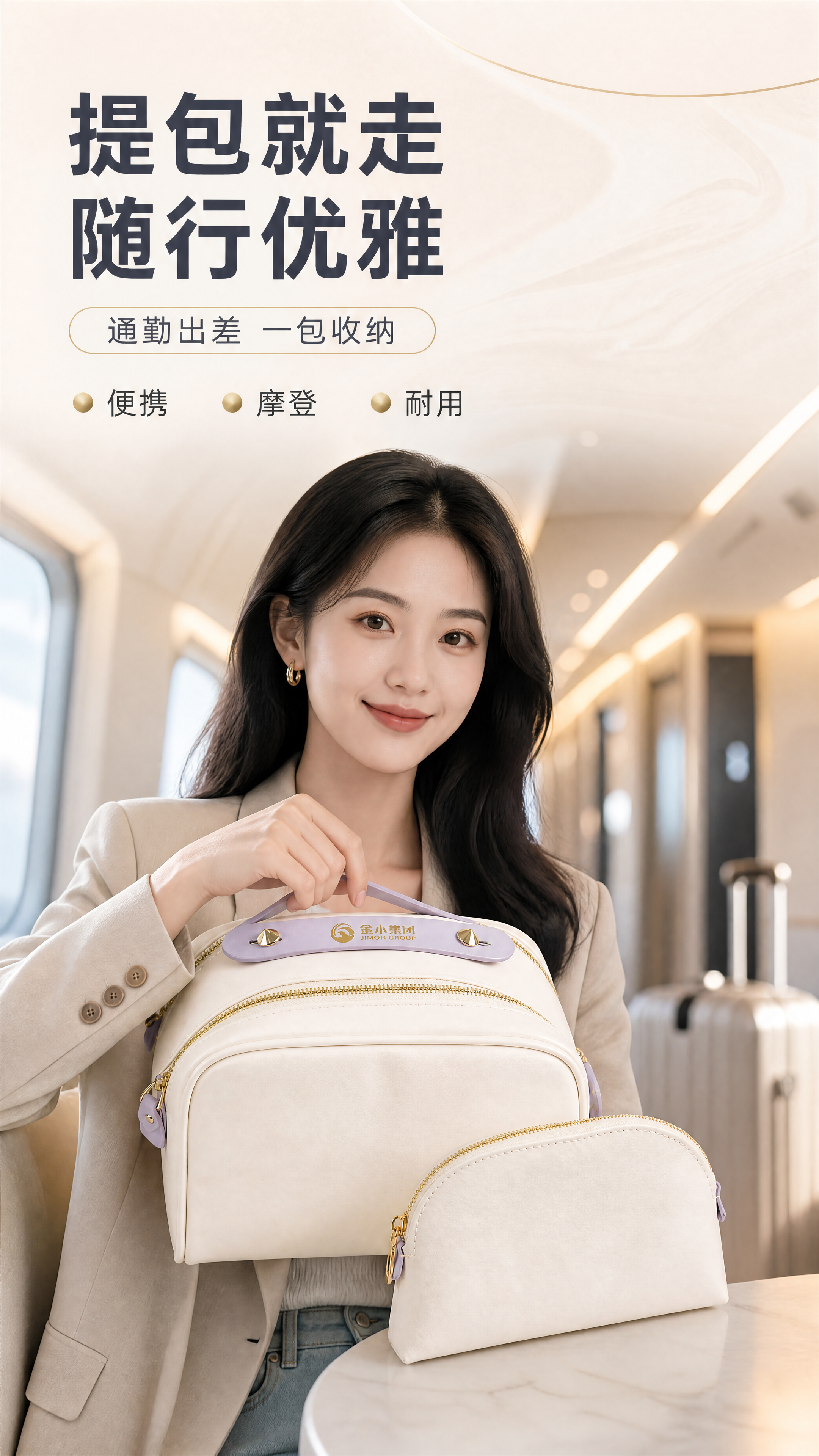 [商品] 使用【图1】米白色子母包外观图：完整保留大包圆角外形… - 图片创意预览