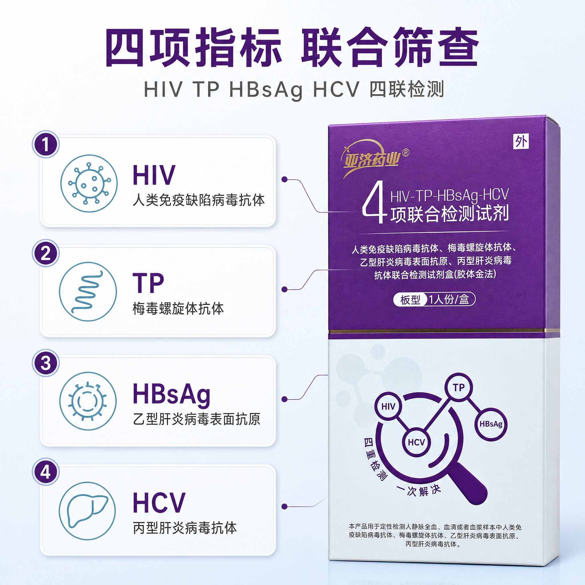 [主图-2] 亚济药业 四项联合检测试剂（HIV-TP-HBs… - 图片创意预览