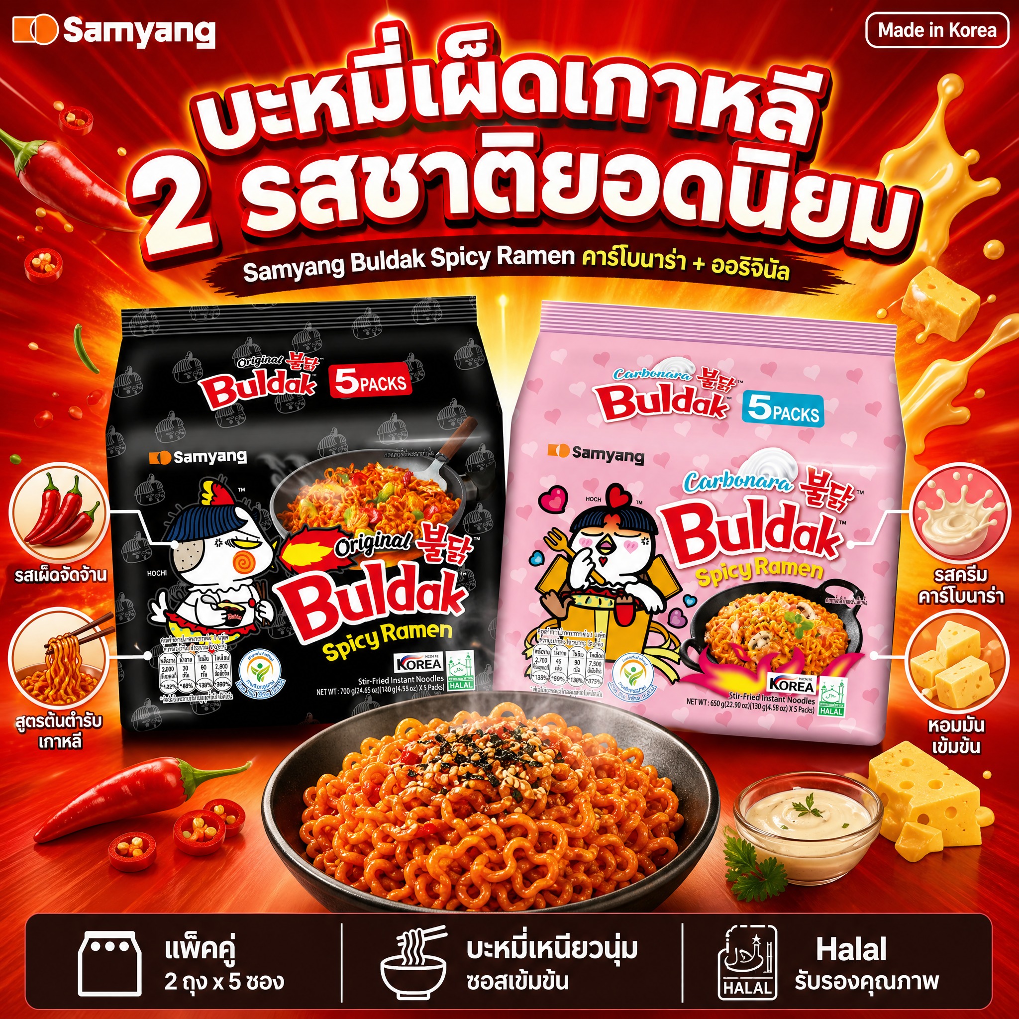 [单张主图] Samyang Buldak 三养火鸡面双口味组… - 图片创意预览