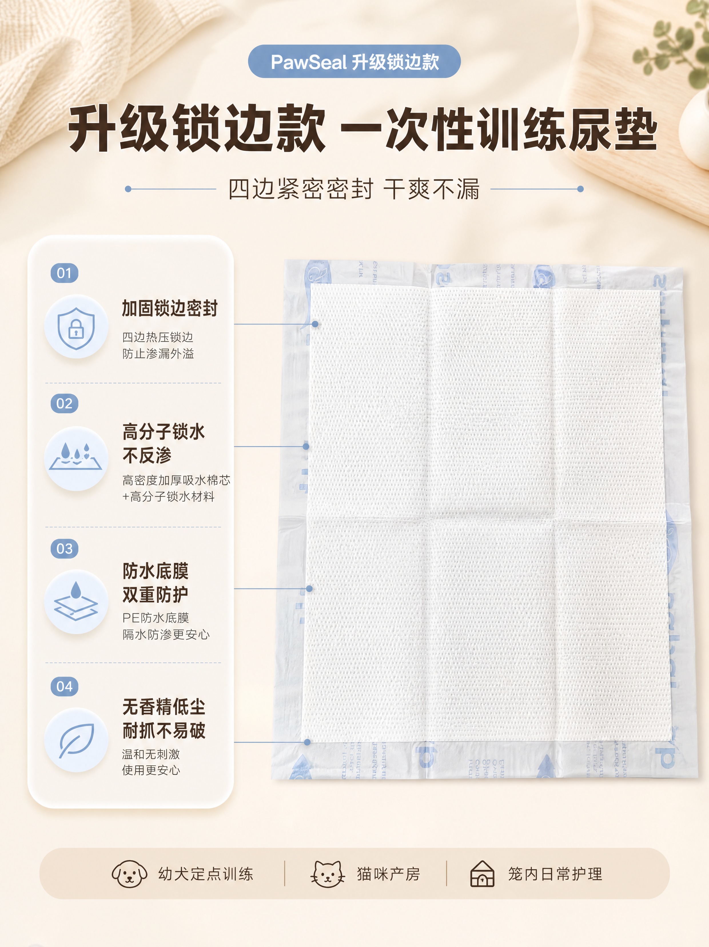 [商品] 使用【图1】PawSeal 锁边防漏宠物尿垫：保留白… - 图片创意预览