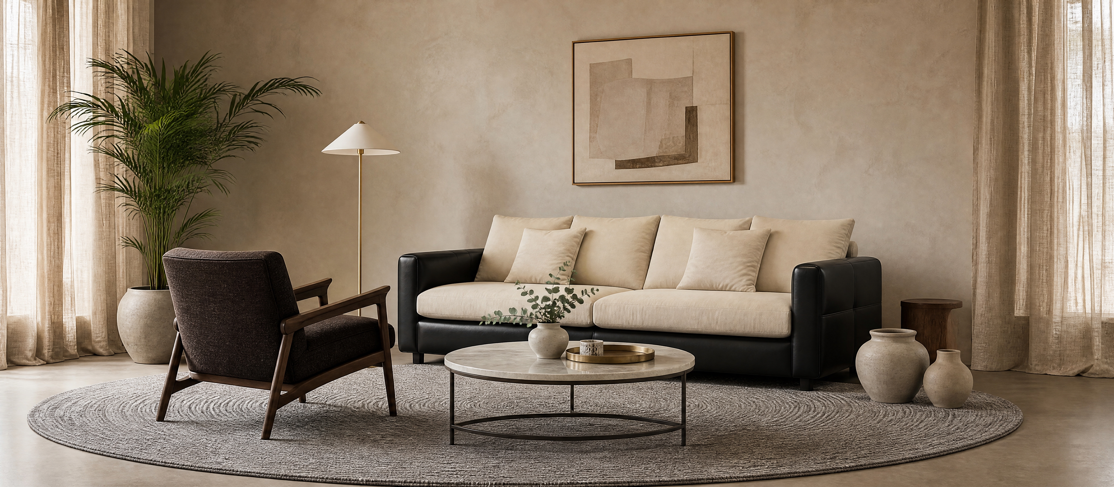 沙发，严格参照上传的第一张产品图，完整保留所有可见组件、部件、… - 图片创意预览