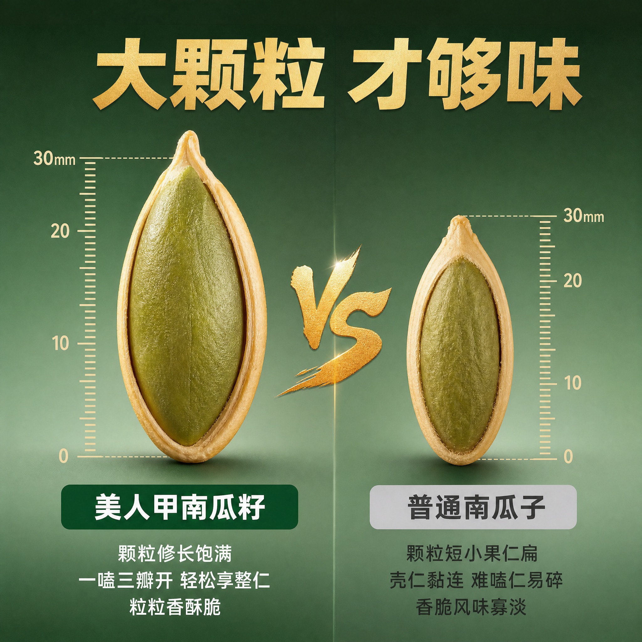 [主图-5] 对比优势 美人甲南瓜籽 vs 普通南瓜子。 [统… - 图片创意预览