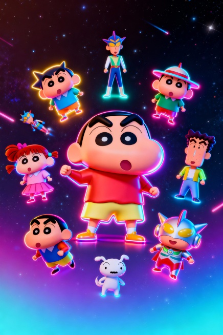 蜡笔小新多个剧场版环绕立体效果海报预览效果