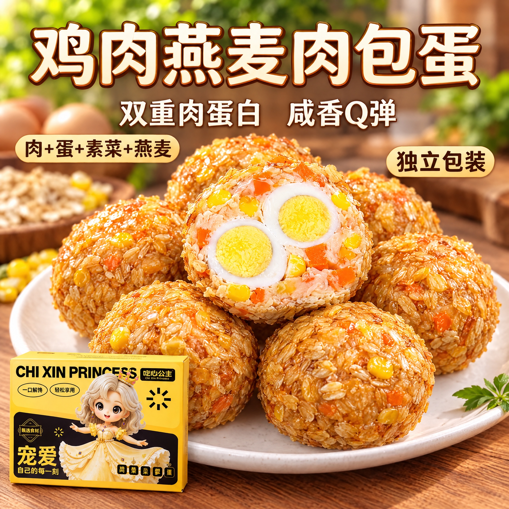 电商主图，1:1正方形，高转化美食主图风格。画面主体为切开的鸡… - 图片创意预览