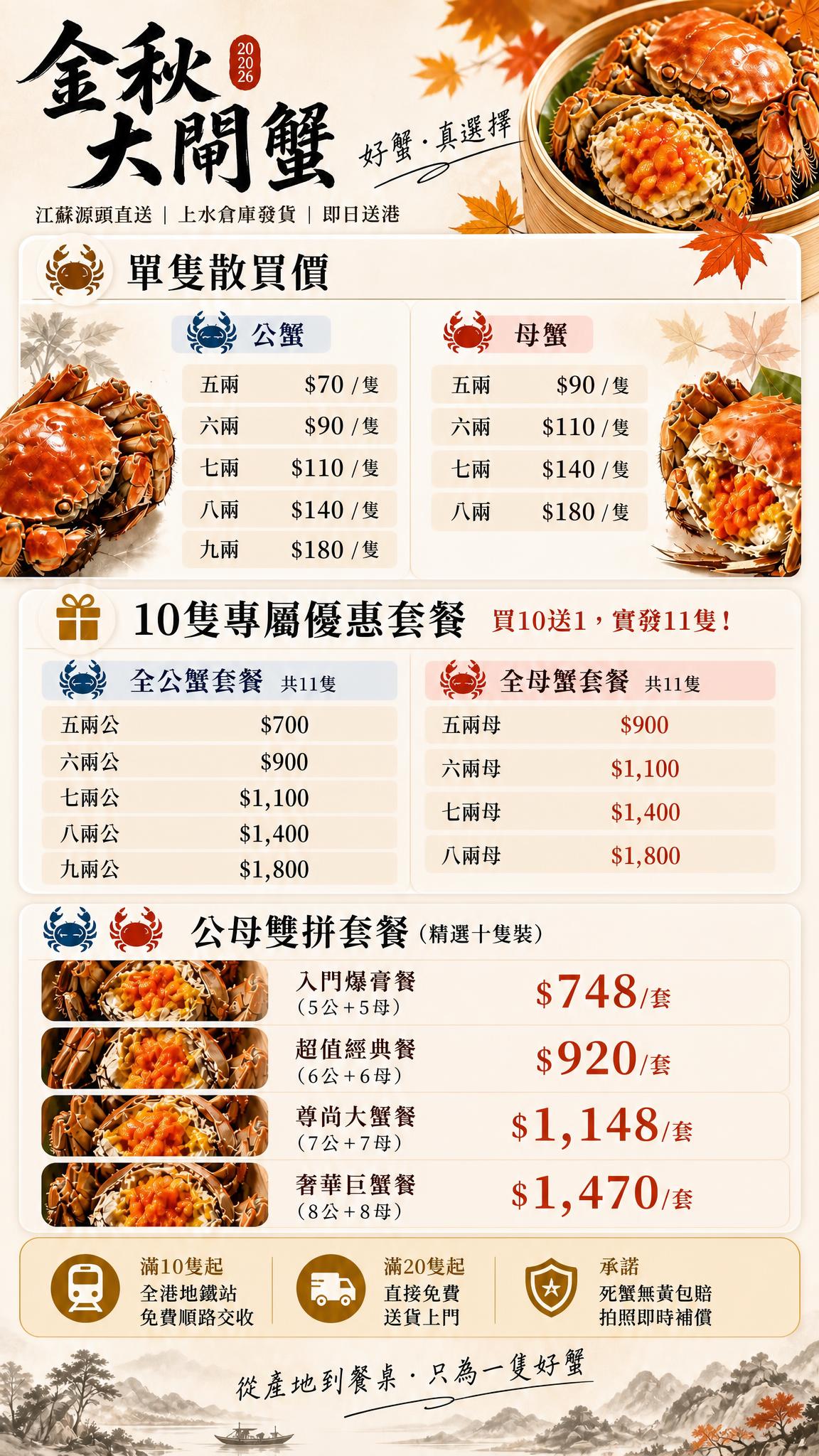 参考提供的大闸蟹价目表海报版式骨架，生成一张竖版9:16的金秋… - 图片创意预览
