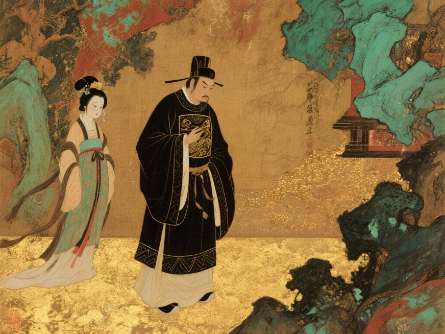 生成秦汉时期男女决裂为故事基调的秦汉壁画风格的画预览效果