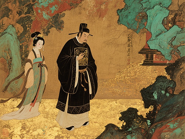 生成秦汉时期男女决裂为故事基调的秦汉壁画风格的画