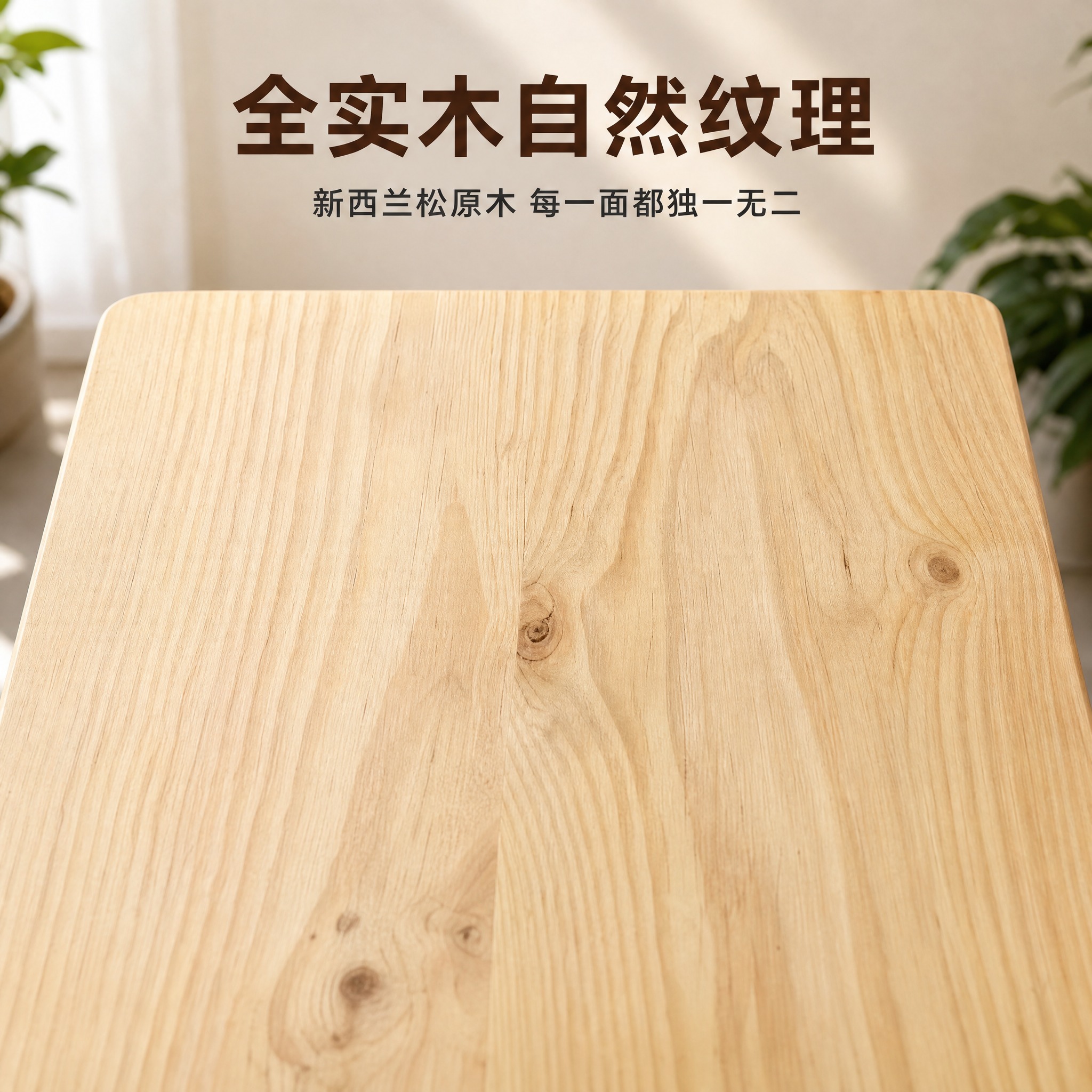 [主图-2] 桌面纹理细节特写 展示新西兰松实木自然纹理。 [… - 图片创意预览