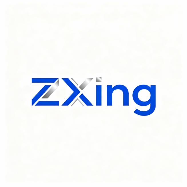 给知行激光科技有限公司设计一个LOGO，以ZXing字母为元素进行抽象化艺术化设计，要求简单大气，以克莱茵蓝色为主色调，可少量搭配另一种颜色，图案背景为白色预览效果