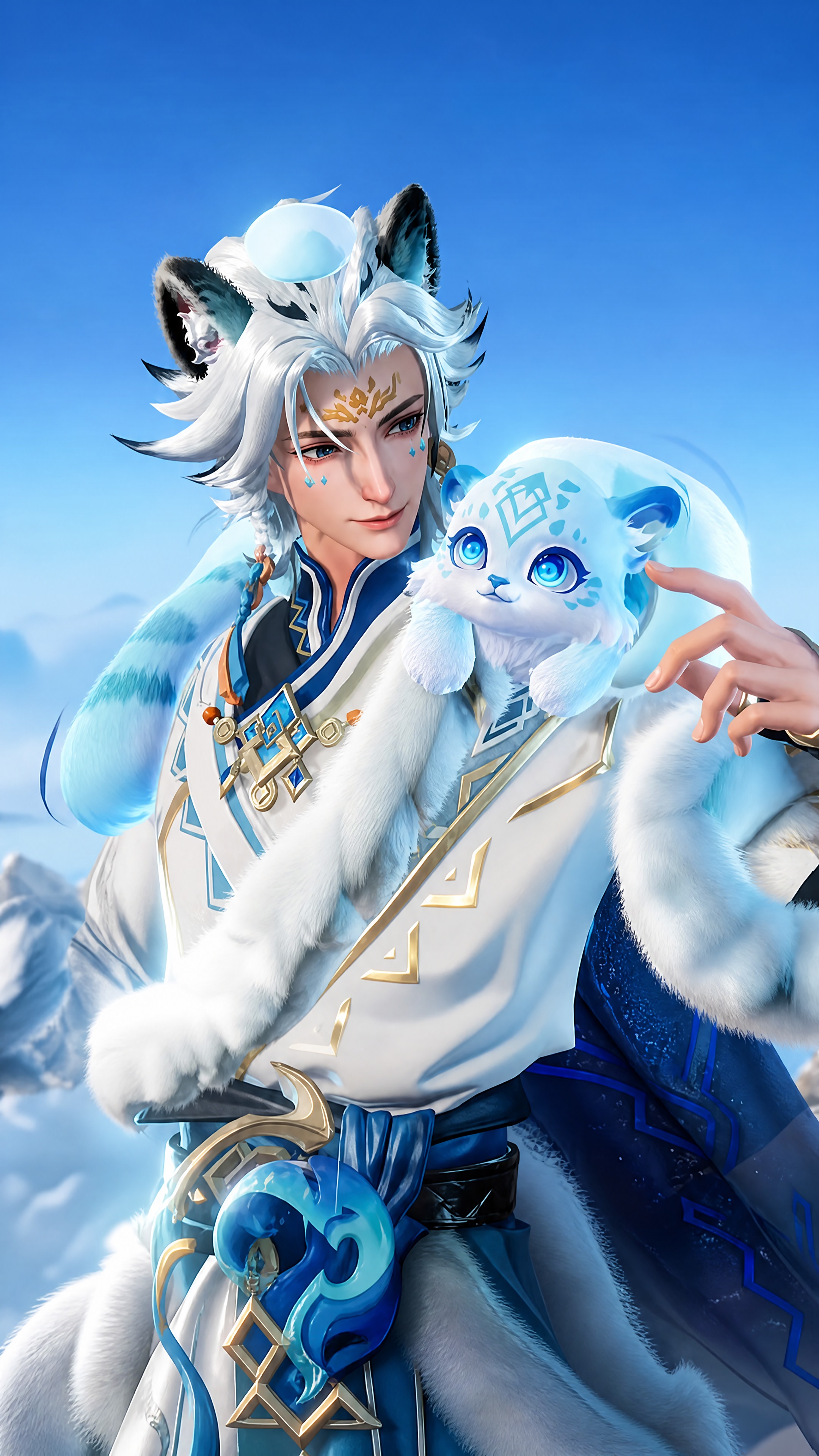 美化这张王者荣耀百里守约雪豹皮肤的游戏截图，去除画面中的播放按… - 图片创意预览