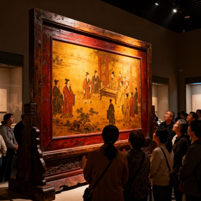 去周口博物馆参观的游客与大型文物素材 高清 特写 6张预览效果