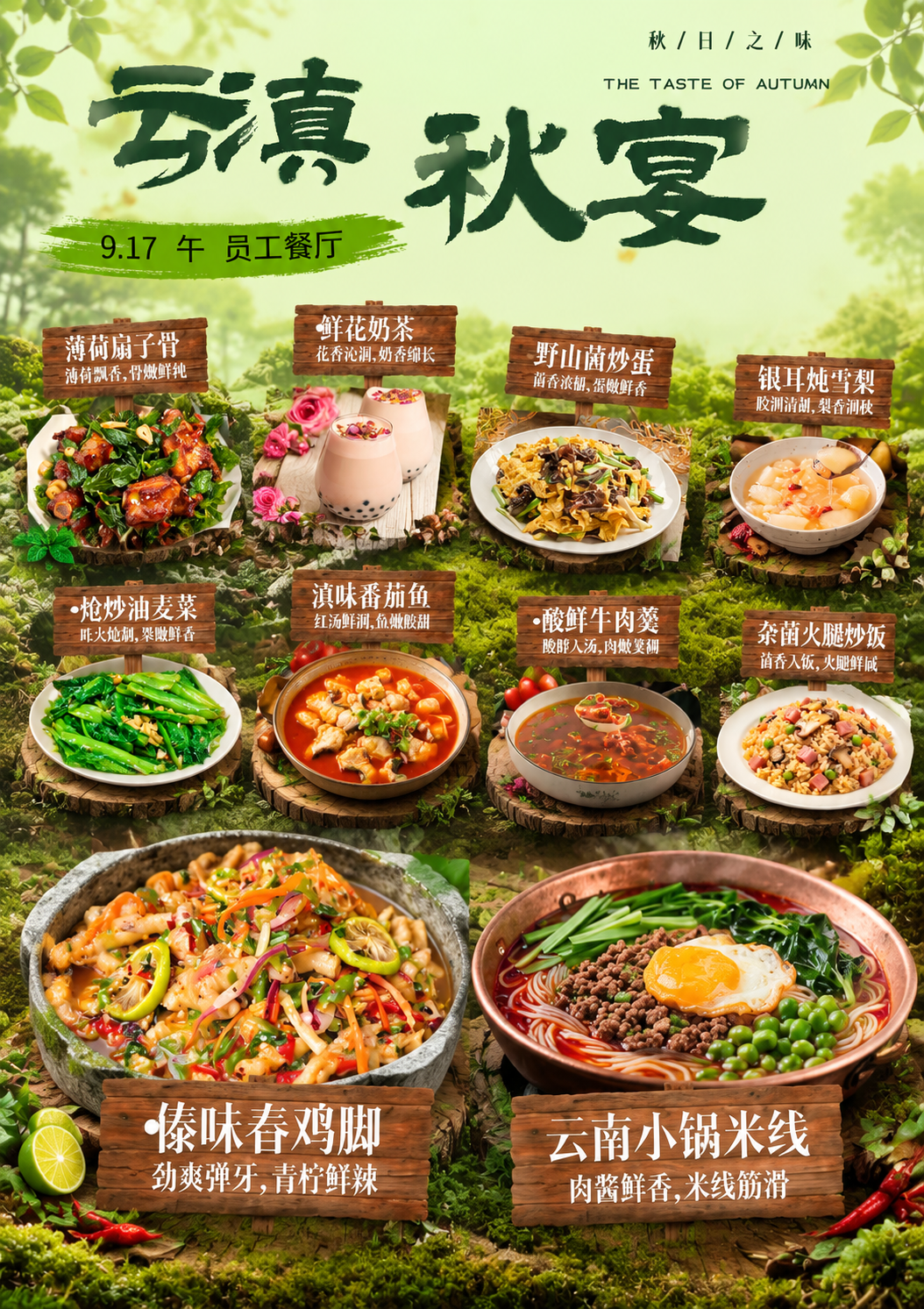 基于参考海报进行版式重排优化，保留原图的苔藓森林自然背景和木质… - 图片创意预览