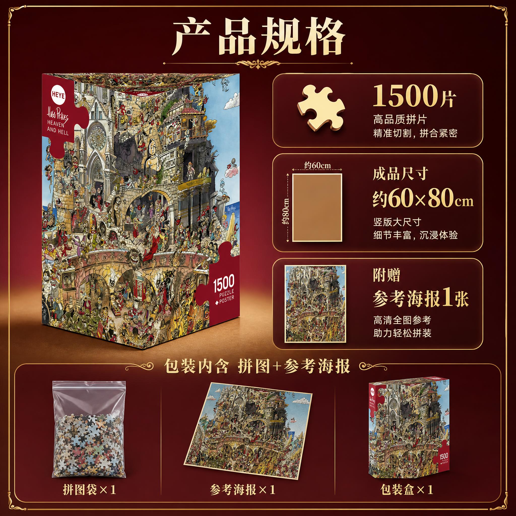 [主图-5] 规格与配件信息图，清晰展示1500片拼图的尺寸、… - 图片创意预览