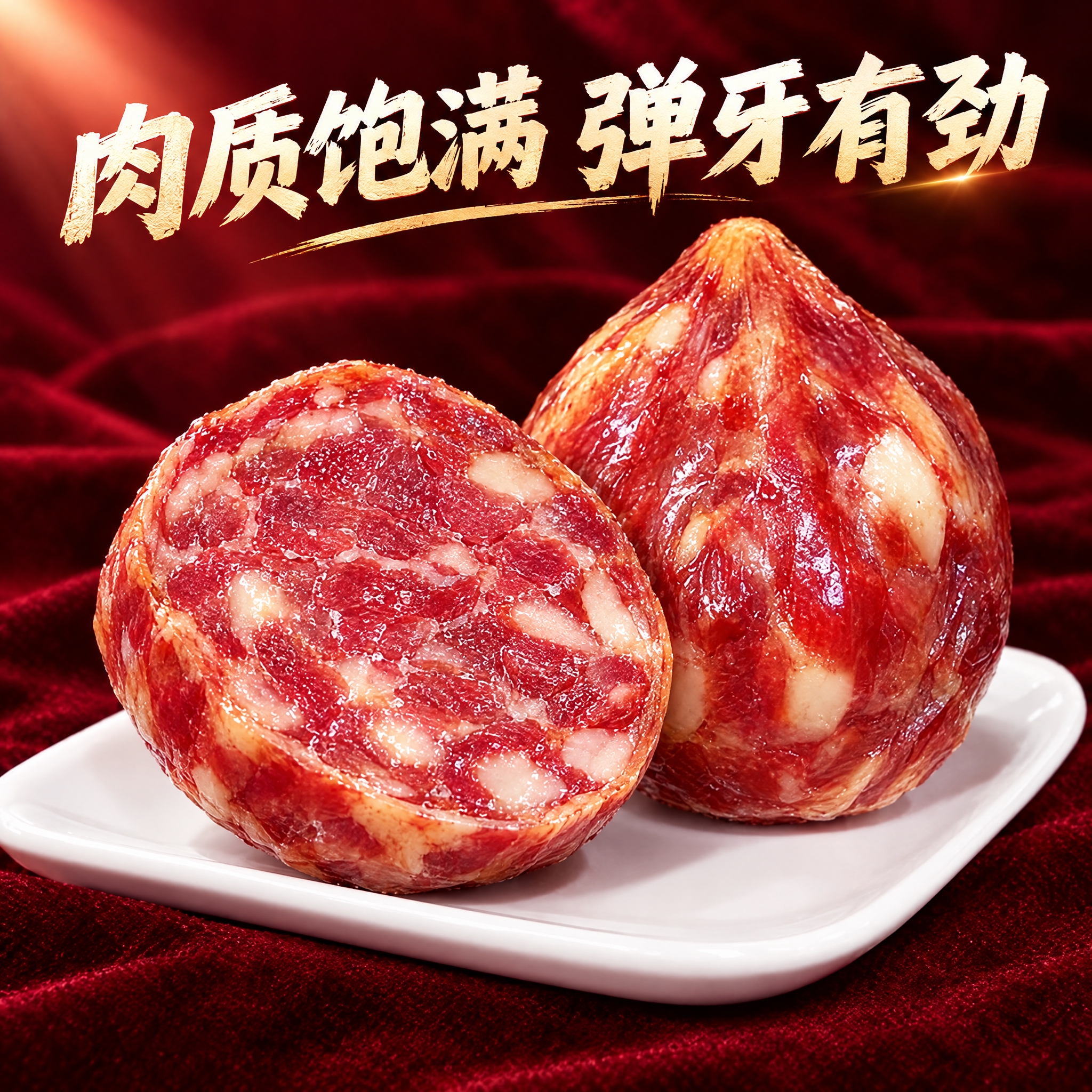香肚电商详情图，1:1正方形构图，香肚产品占据画面大面积，保持… - 图片创意预览