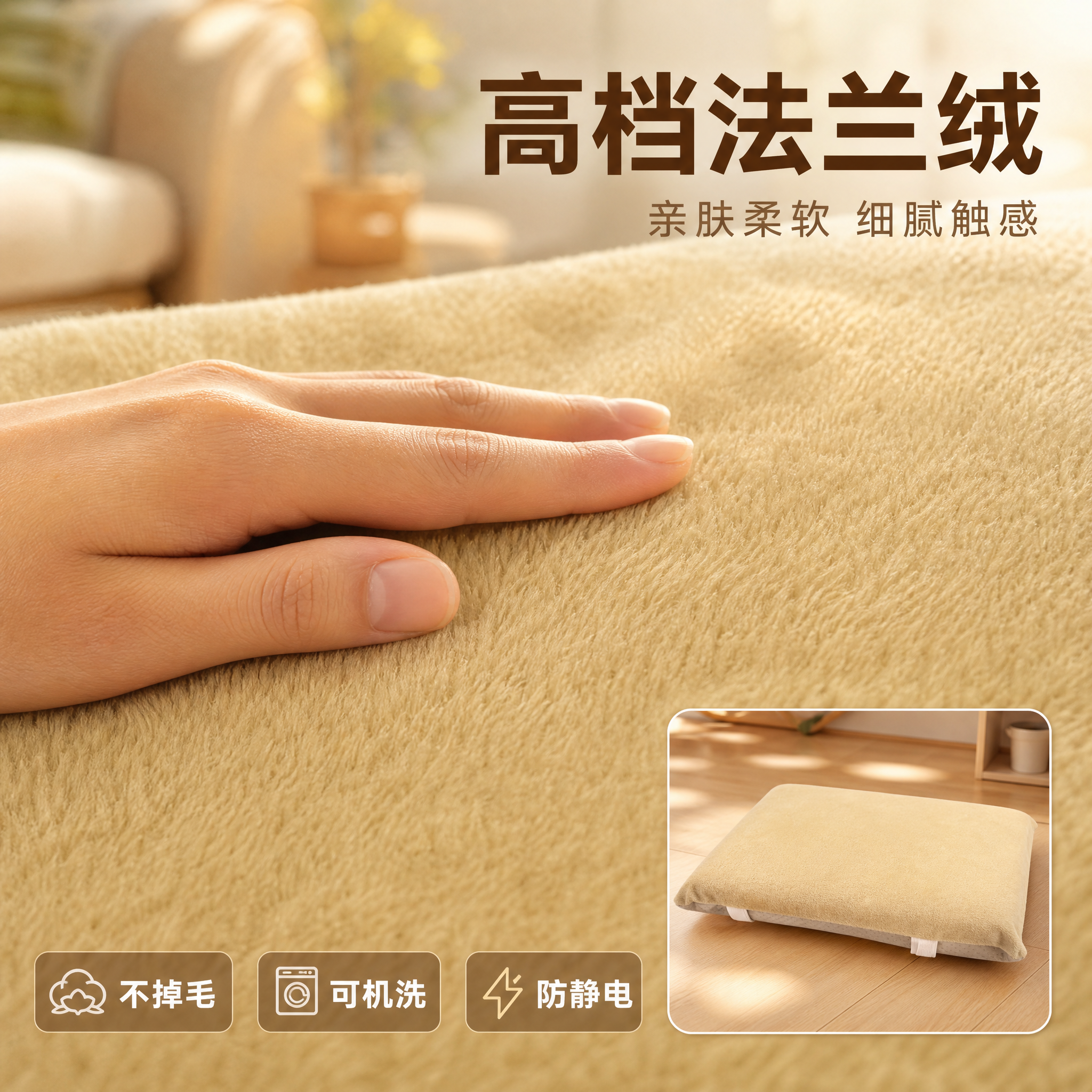 [主图-3] 主题：高档法兰绒亲肤面料 微距材质展示，突出面料… - 图片创意预览