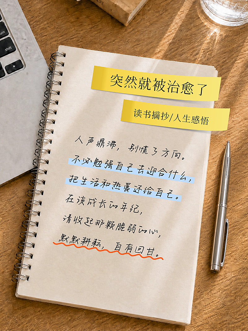 激励正能量语录摘抄温馨实景风小红书封面