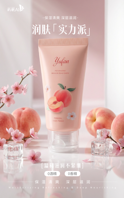 电商美容美妆产品展示营销清新感电商竖版海报AIGC预览效果
