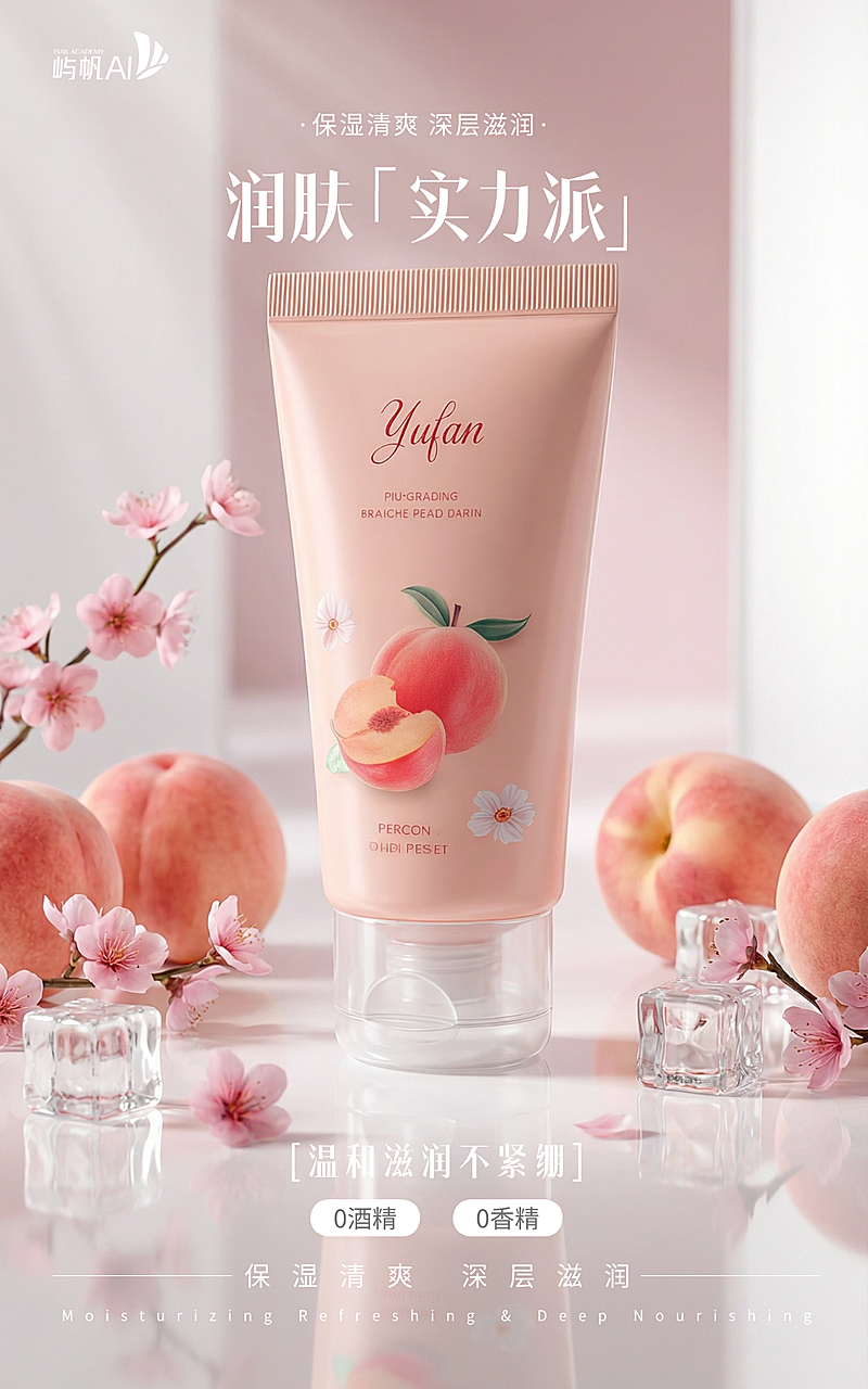 电商美容美妆产品展示营销清新感电商竖版海报AIGC