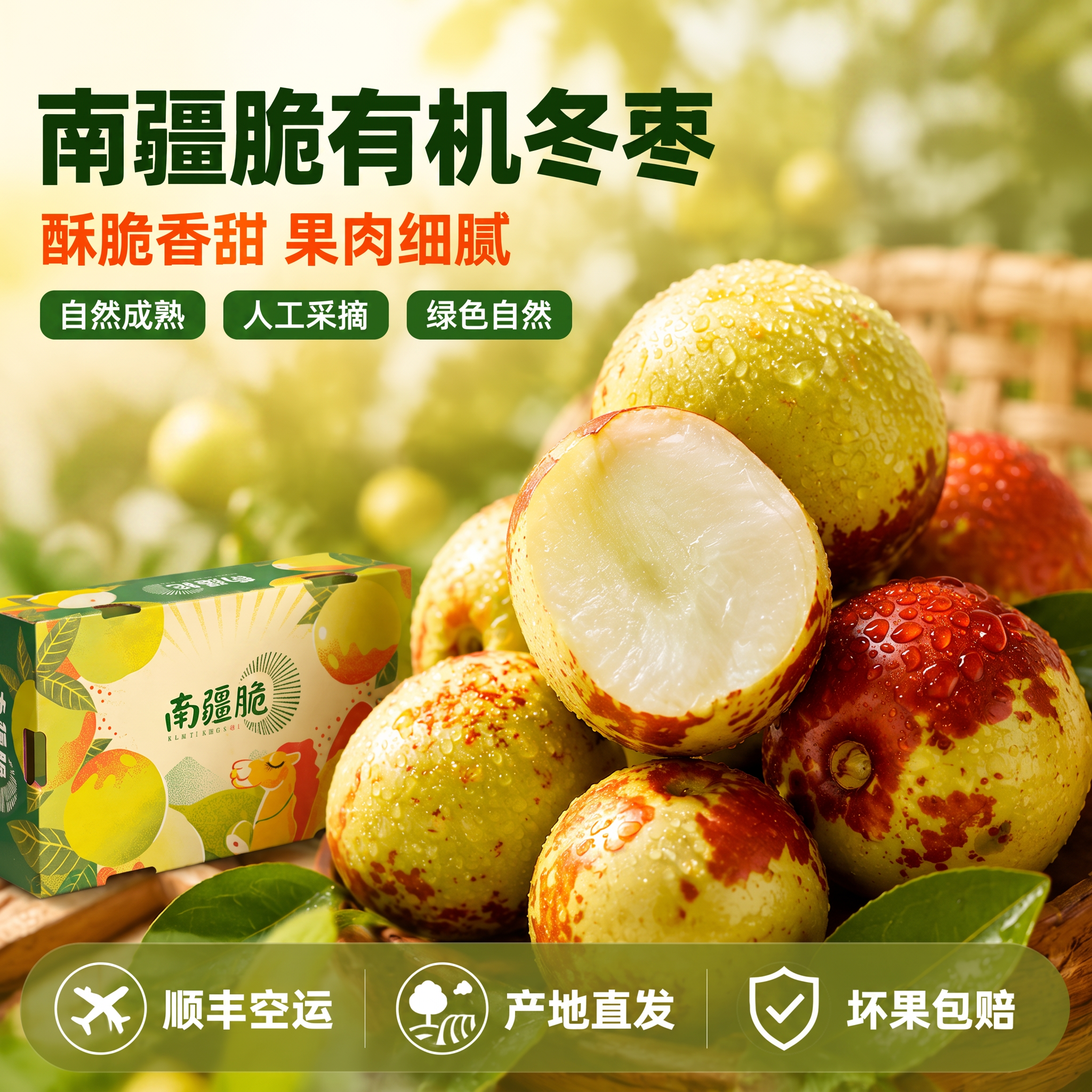 去掉右上角 有机冬枣图标 产地直发贴片去掉，其他不动 - 图片创意预览