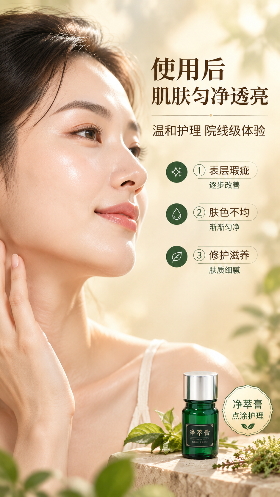 [商品] 使用【图1】嫣莞净萃膏套盒中的单瓶净萃膏缩小置于右下… - 图片创意预览