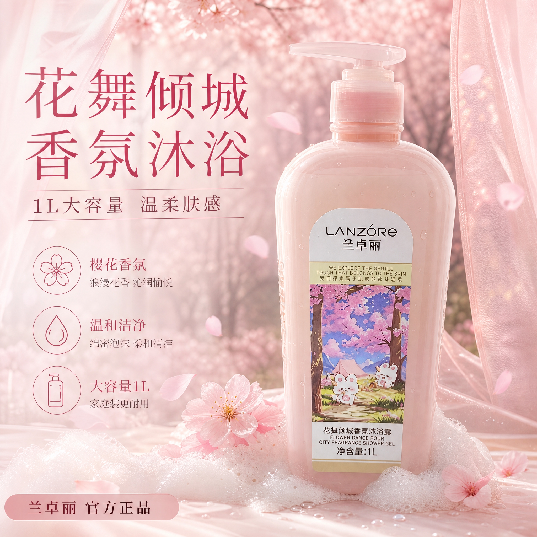 [主图-2] 兰卓丽花舞倾城香氛沐浴露电商主图，高级氛围感路线… - 图片创意预览