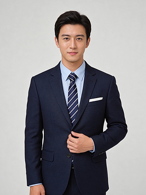 藏蓝色西装斜条纹领带男性职业形象照