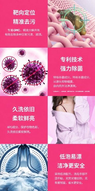保留原图所有布局、样式、颜色、背景和元素不变，只修改指定文字：
1. 将“杀菌率99.999%*”修改为“强力除菌”
2. 将“从源头抑制细菌，内外洁净清爽”修改为“特有杀菌成分，从源头抑制细菌，由内预览效果