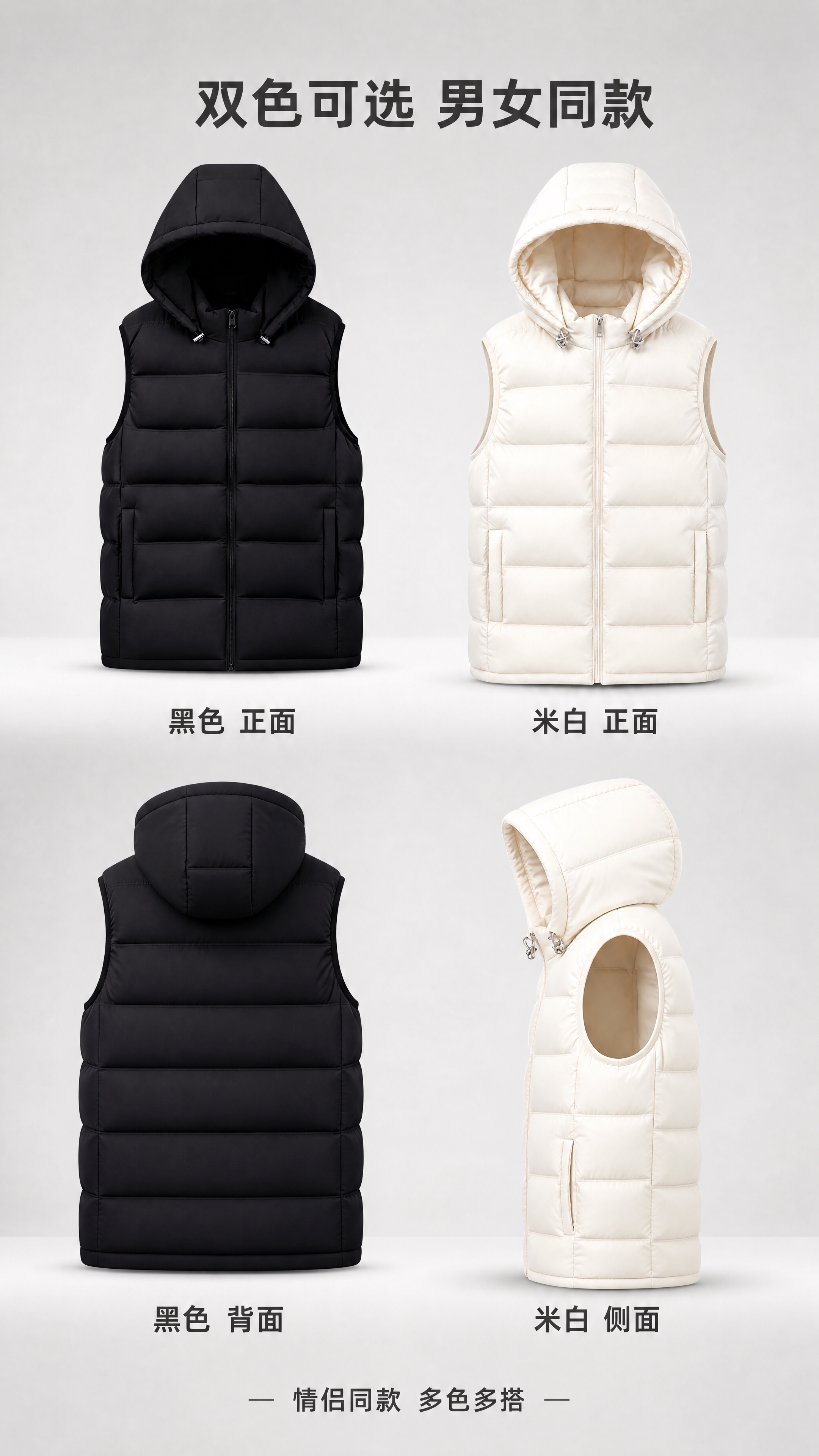 [第9张] 多色外观总览-黑色+米白色双款矩阵多角度展示。本张… - 图片创意预览