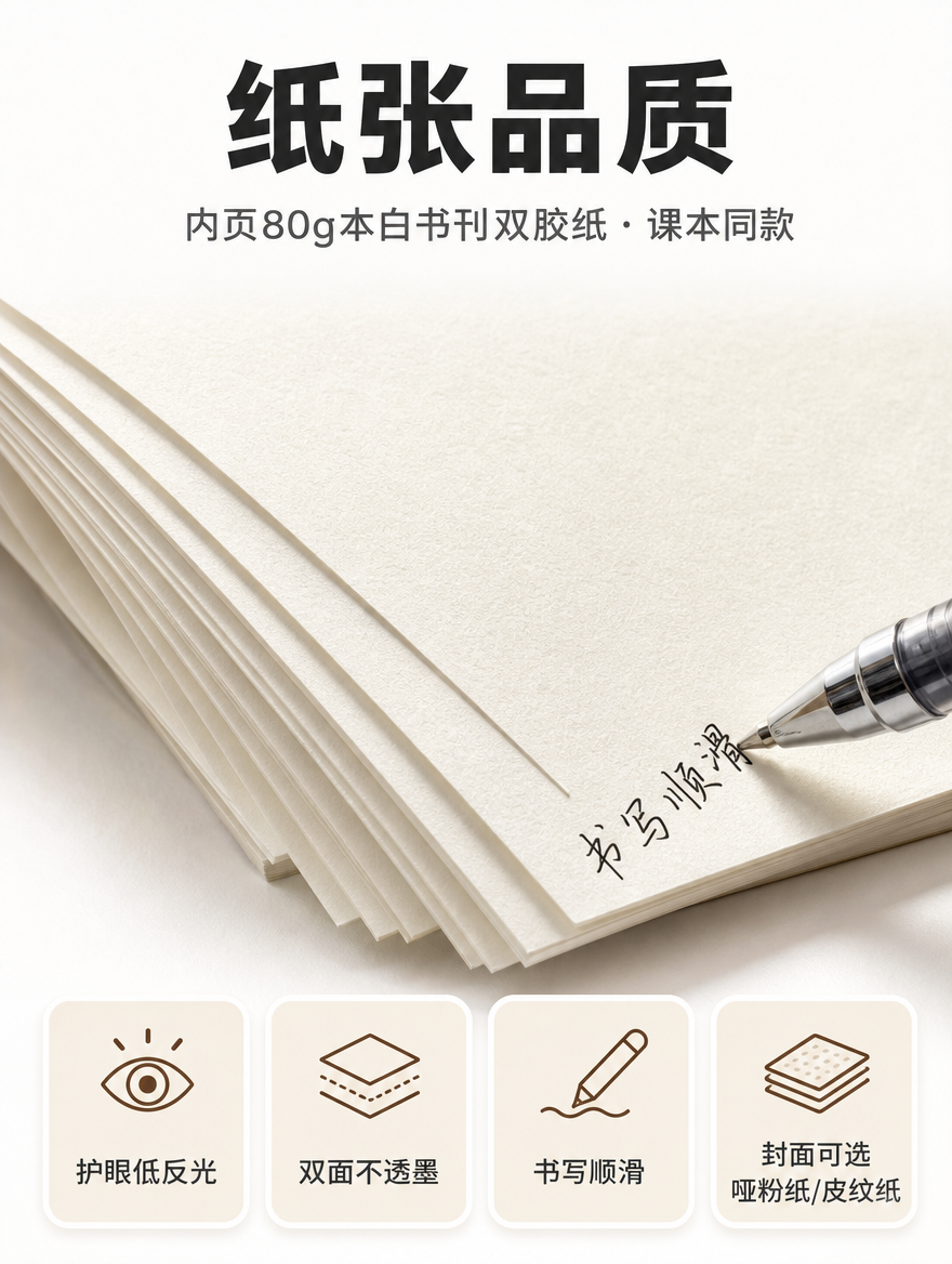 [商品] 80g本白书刊双胶纸实物特写，纸张为米白色本白调，质… - 图片创意预览